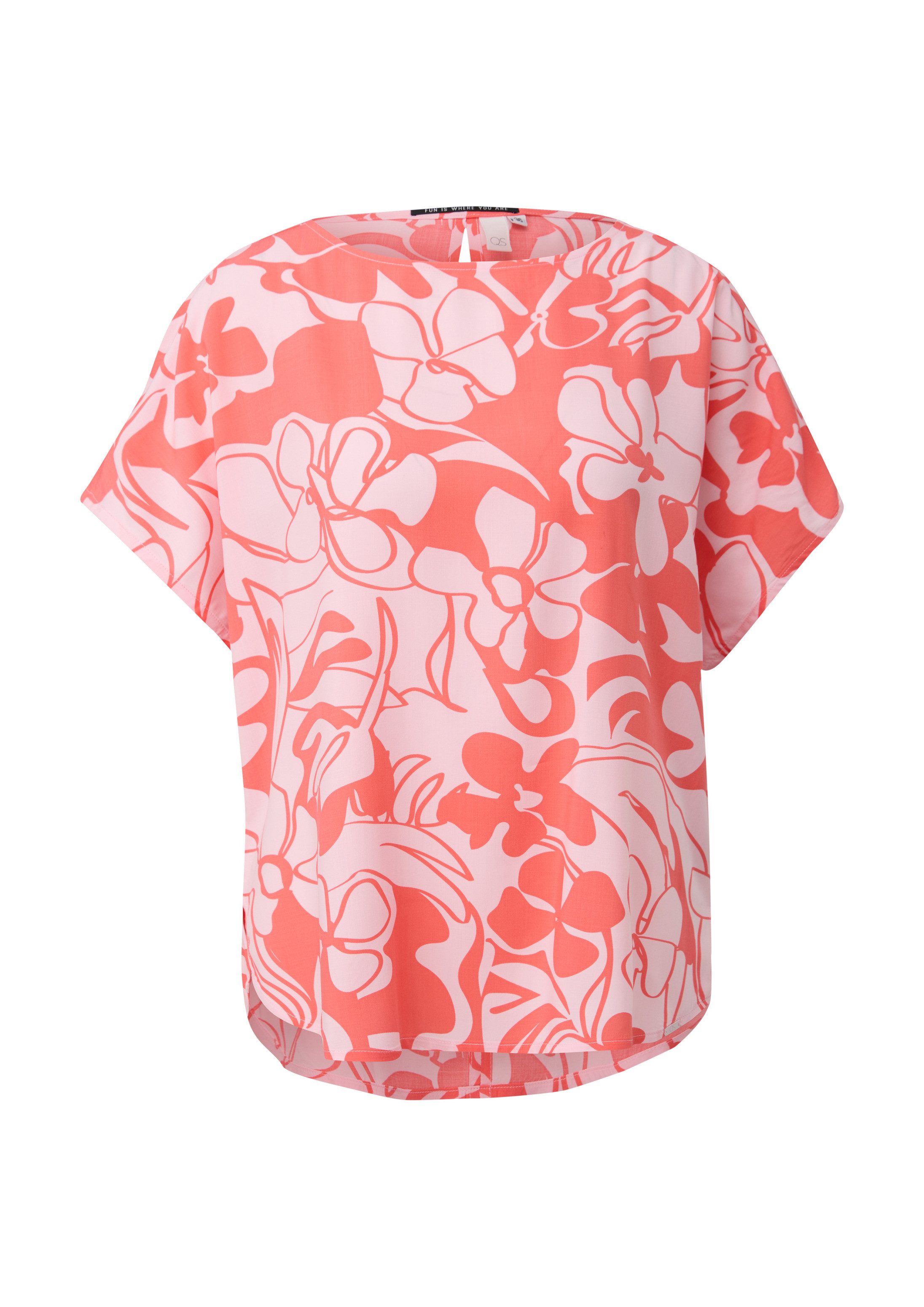 QS Kurzarmbluse Bluse Oversized Blusenshirt aus Viskose