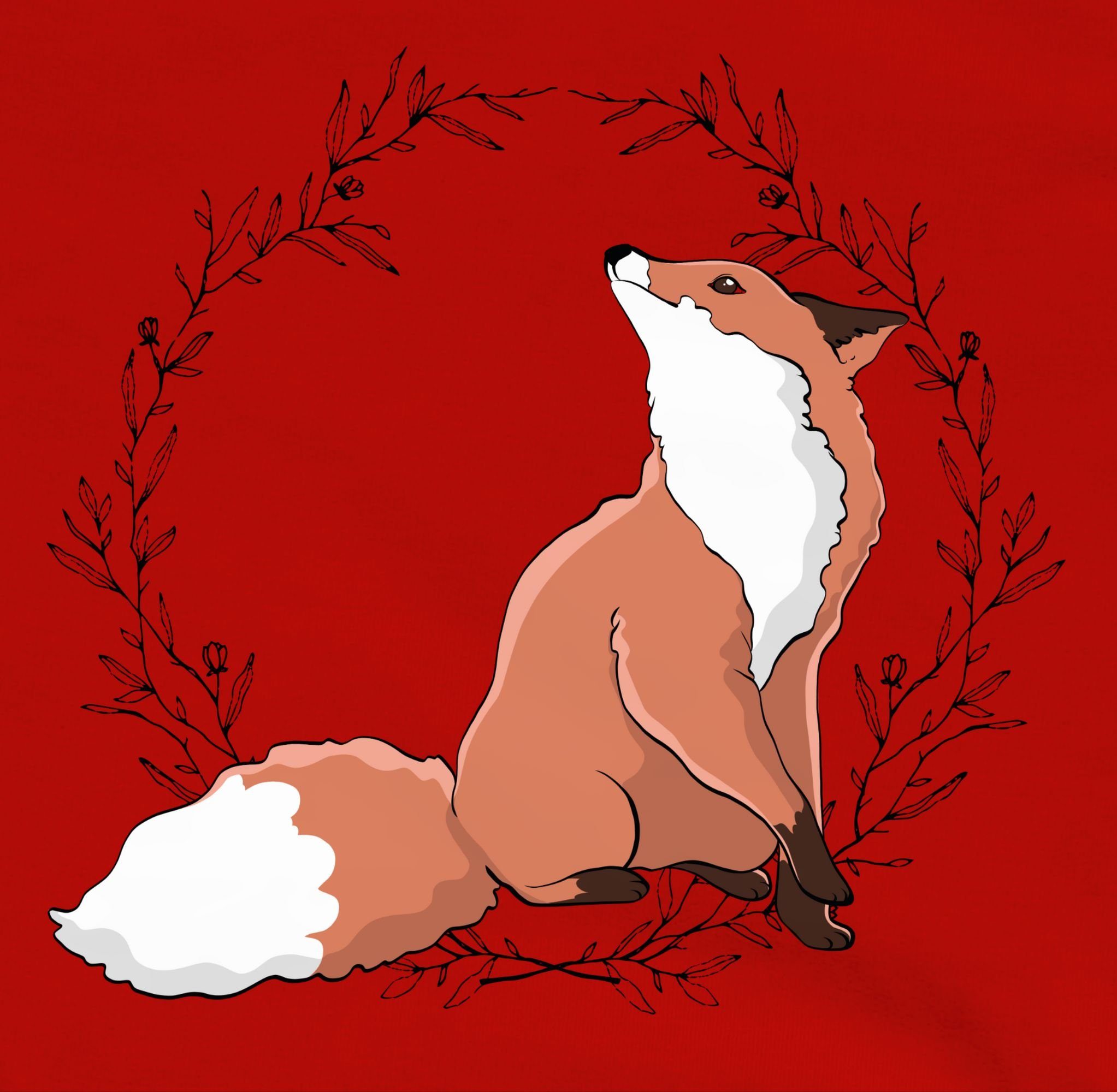Rot/Schwarz Hoodie Print Gechenk Fox Fuchs 1 Shirtracer Tiermotiv Animal