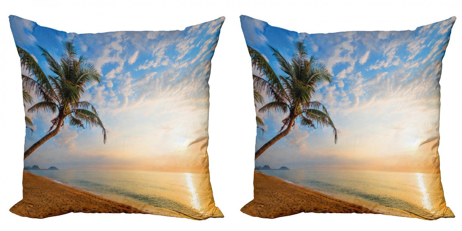 Kissenbezüge Modern Accent Doppelseitiger Sandy Hawaii Beach (2 Abakuhaus Stück), Exotische Digitaldruck, Palme