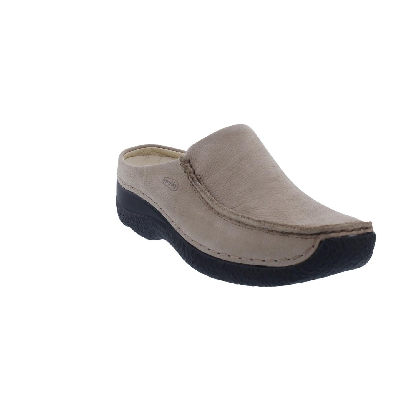 WOLKY Wolky Clog Seamy Slide 0625011-125, Nubukleder, Beige, Fußbett zum Wec Clog
