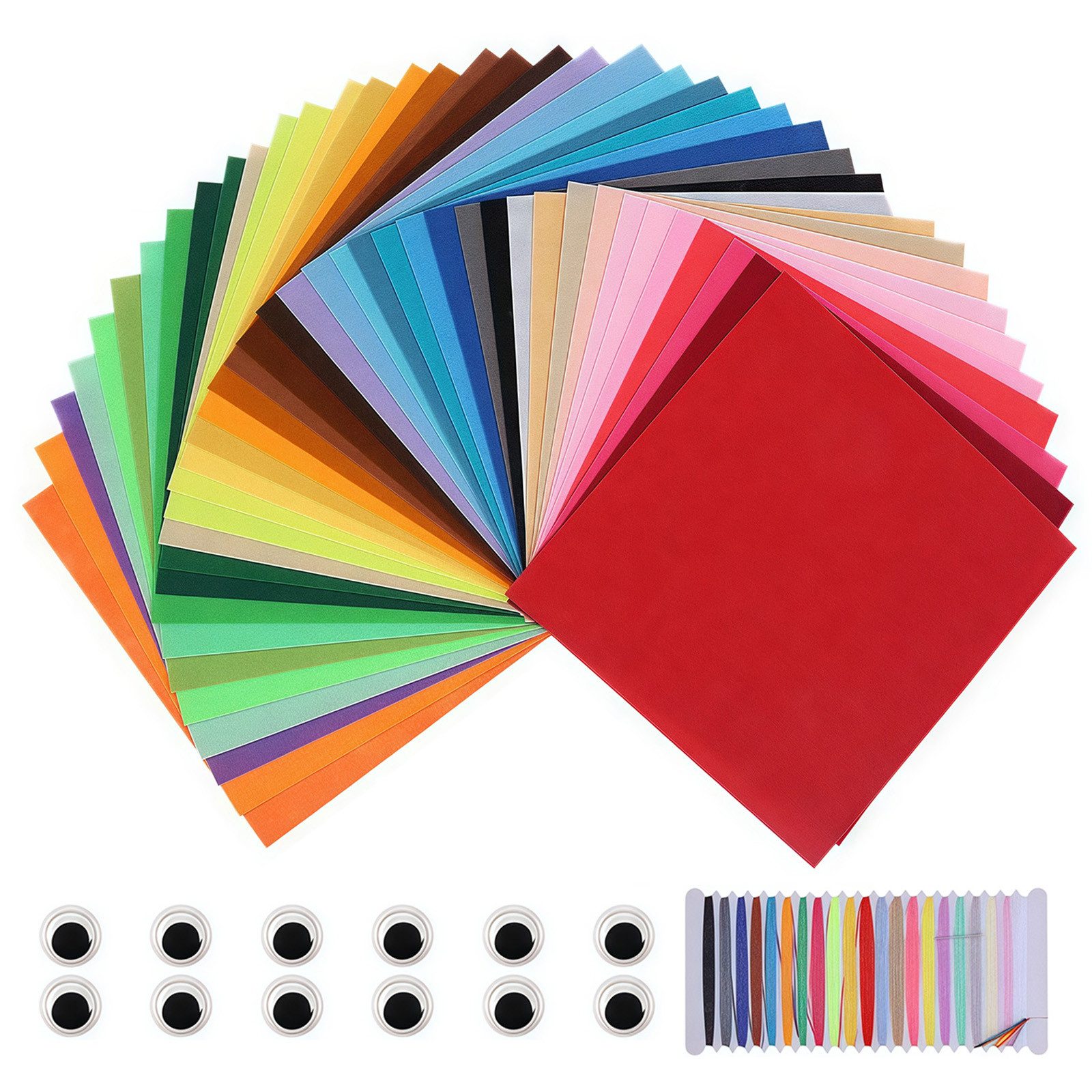 FANNOU Bastelfilz 1mm 40 Farben, 20x30cm Filzstoff Filzplatten für DIY, mit Bunter Stickgarn zum Manual Decoration Rojekte