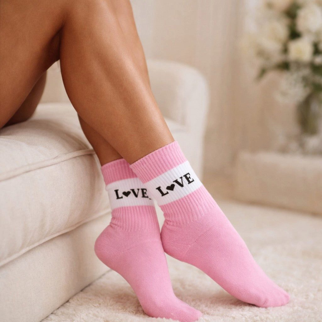 Lycille Langsocken Love Socken Damen Pastell Baumwolle