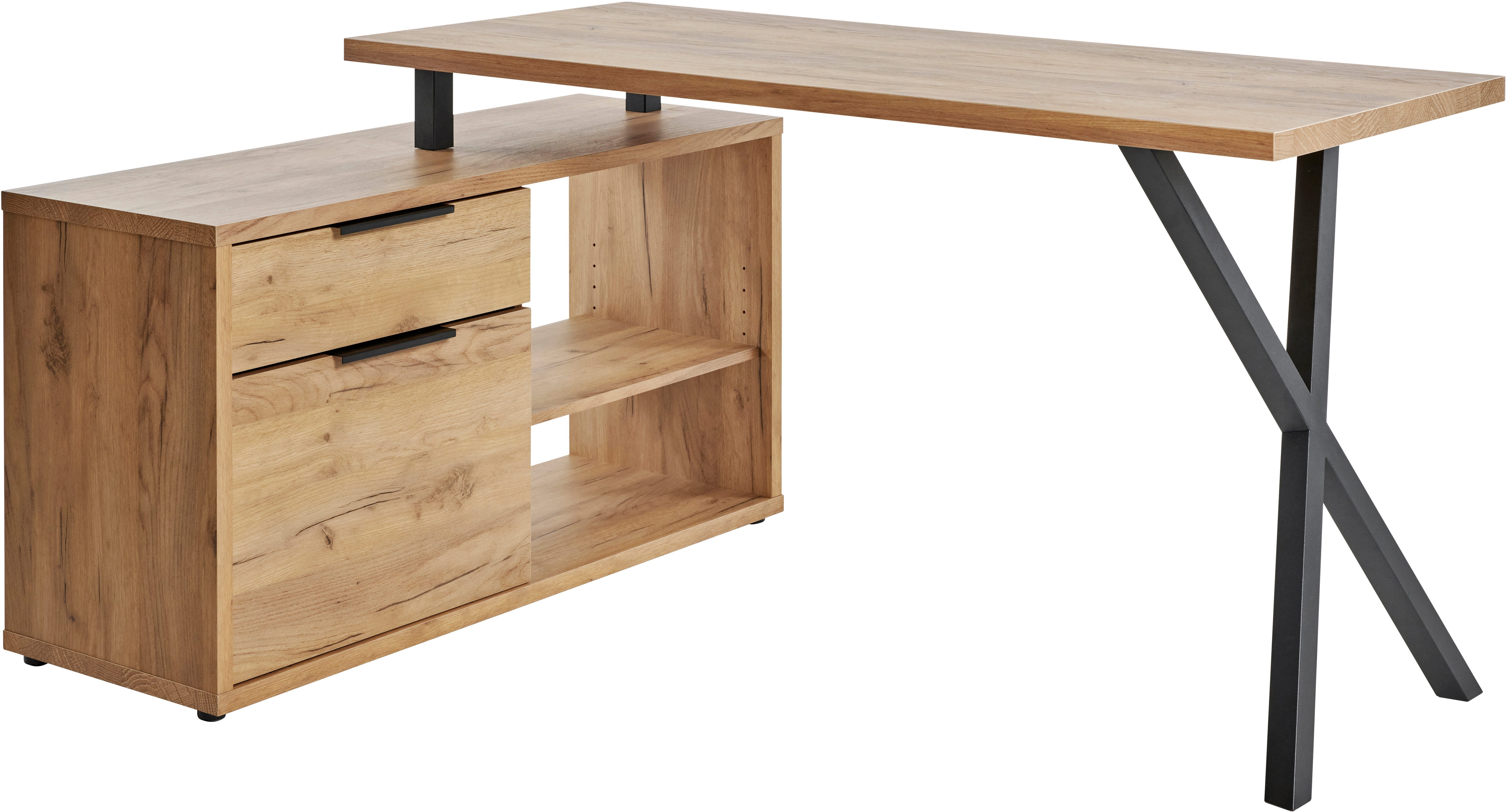 Jahnke Schreibtisch X-TRA C 145 E (1-St), Eckschreibtisch, wechselseitig montierbar, X-Gestell