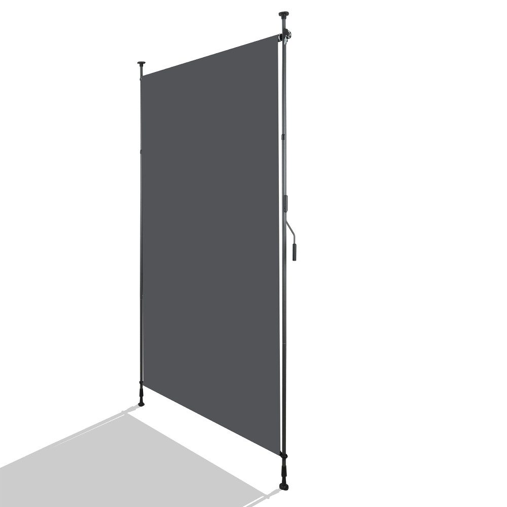 BBG Balkonsichtschutz Vertikale Außenmarkise mit Klemmbefestigung,220–310cm höhenverstellbar ohne Bohren,Balkon Sichtschutz & Windschutz, wetterfest,mit Handkurbel