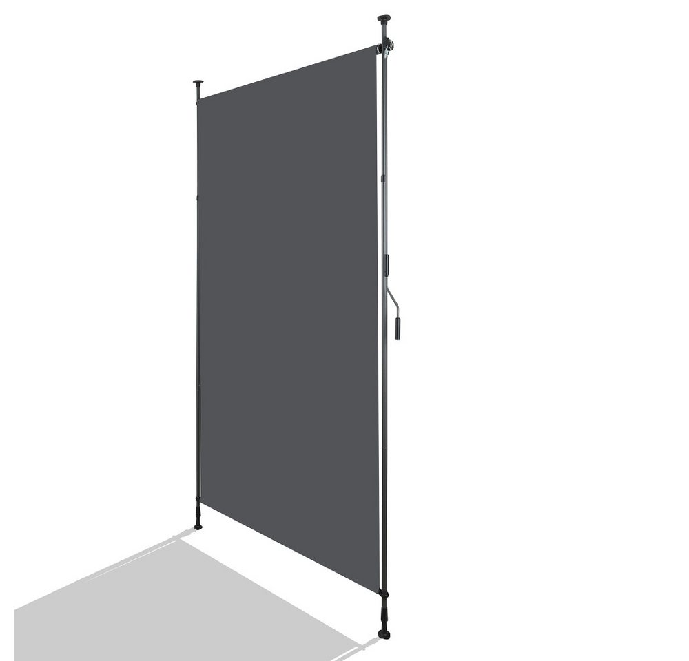 BBG Balkonsichtschutz Vertikale Außenmarkise mit Klemmbefestigung,220–310cm höhenverstellbar ohne Bohren,Balkon Sichtschutz & Windschutz, wetterfest,mit Handkurbel