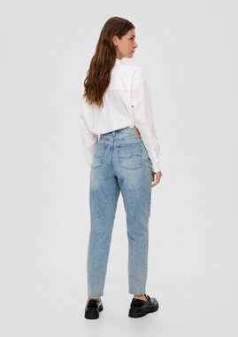 QS 5-Pocket-Jeans Ankle Jeans Mom / Relaxed Fit / High Rise / Tapered Leg Label-Patch, Destroyes