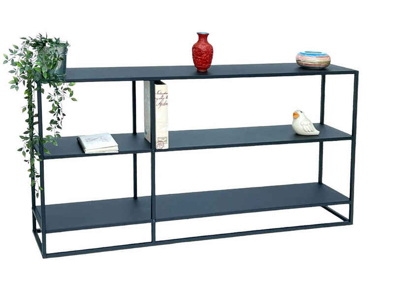 DanDiBo Ablageregal Konsolentisch Metall Schwarz Schmal 3 Ebenen Modern 140x70x25 cm Regal