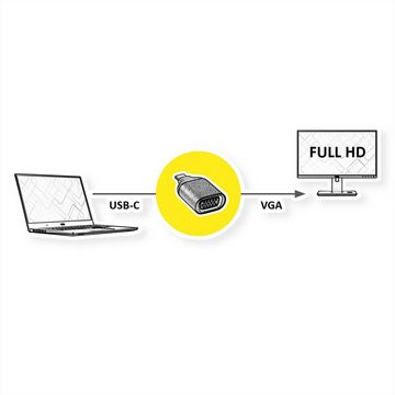 ROLINE GOLD Display Adapter USB Typ C - VGA Audio- & Video-Adapter USB Typ C (USB-C) Männlich (Stecker) zu HD D-Sub 15-polig (HD-15), VGA Weiblich (Buchse)