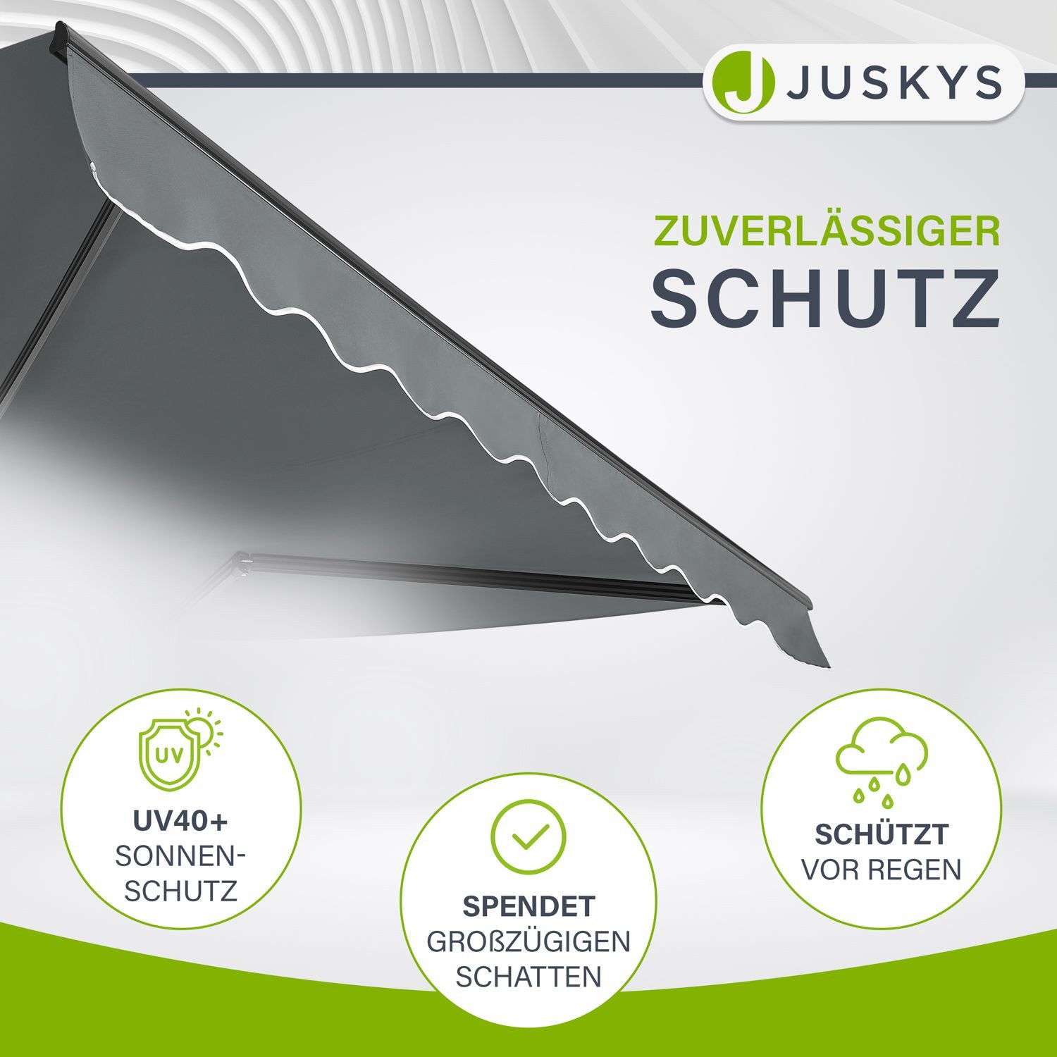 Juskys Gelenkarmmarkise UV40+ & wasserabweisend, einstellbarer Neigungswinkel – Bild 3 von 5
