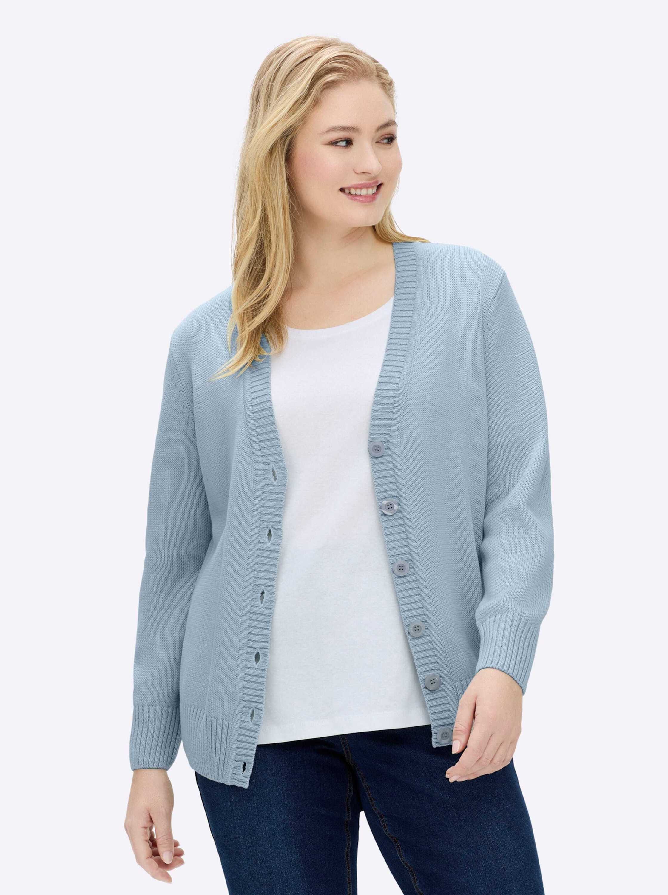 Witt Strickjacke Strickjacke Langarm Materialmix
