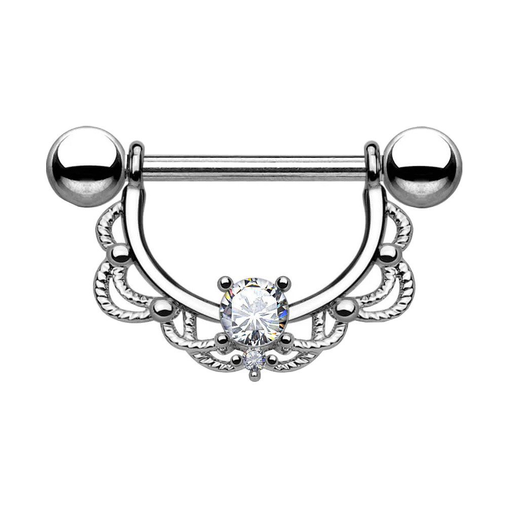 Taffstyle Intimpiercing Brustwarzenpiercing Intim beweglich Kristall Silber Clear 1,6mm (Ohr Tragus Helix Lobe Piercing), Nippelpiercing Brust Nippel Intim Intimpiercing Ohrpiercing Cartilage
