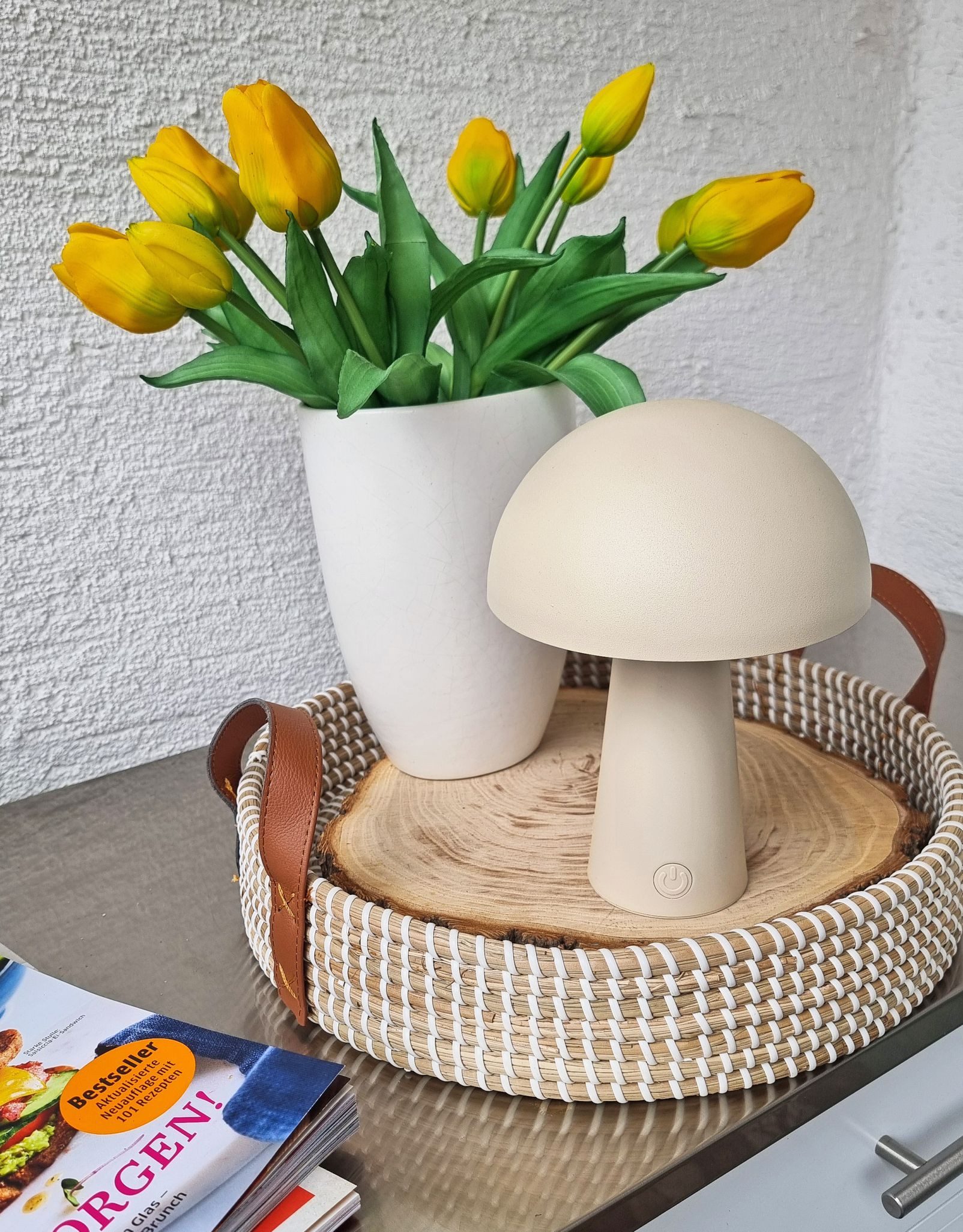 Coen Bakker Deco BV LED Tischleuchte Touch Tischlampe Pilzform Dimmbar Akku In-/Outdoor IP44, Touch-Funktion, LED fest verbaut