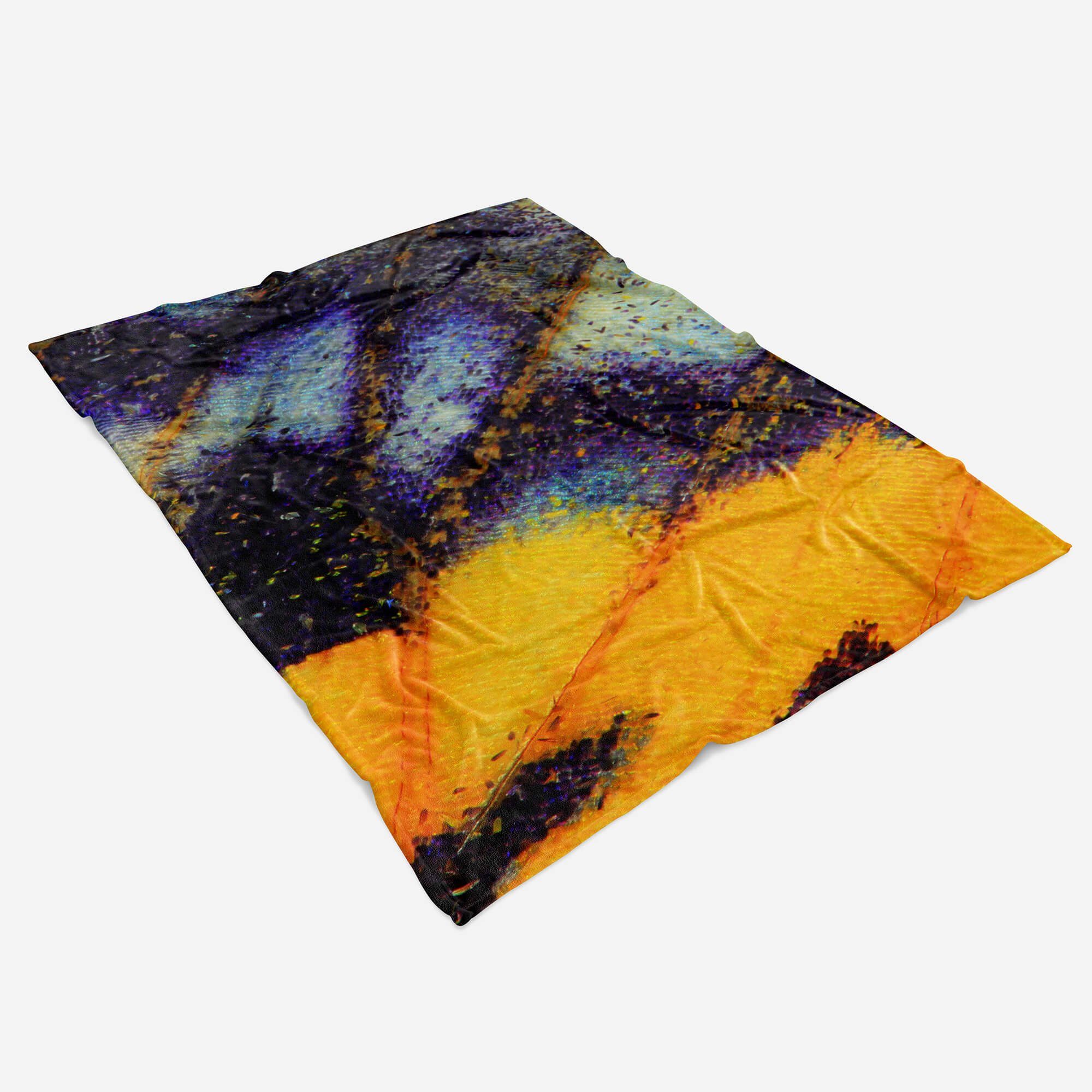 Strandhandtuch Art Kuscheldecke mit Handtuch (1-St), Baumwolle-Polyester-Mix Saunatuch Fotomotiv Handtücher Handtuch Kunstvoll, Farben Muster Sinus