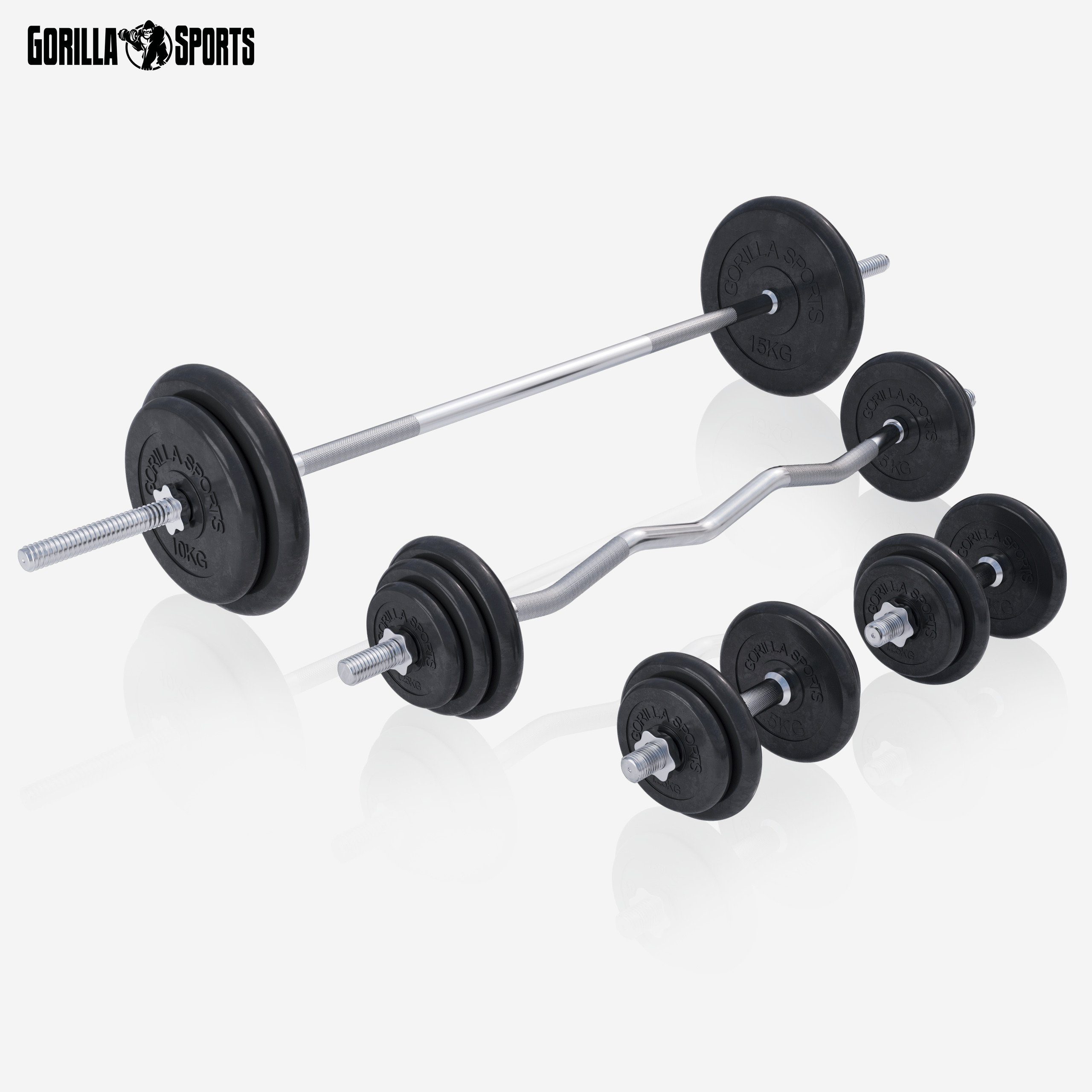 GORILLA SPORTS Kraftstation Kraftstation Universal inkl. 100 kg Kunststoff Gripper Set, (27-tlg)