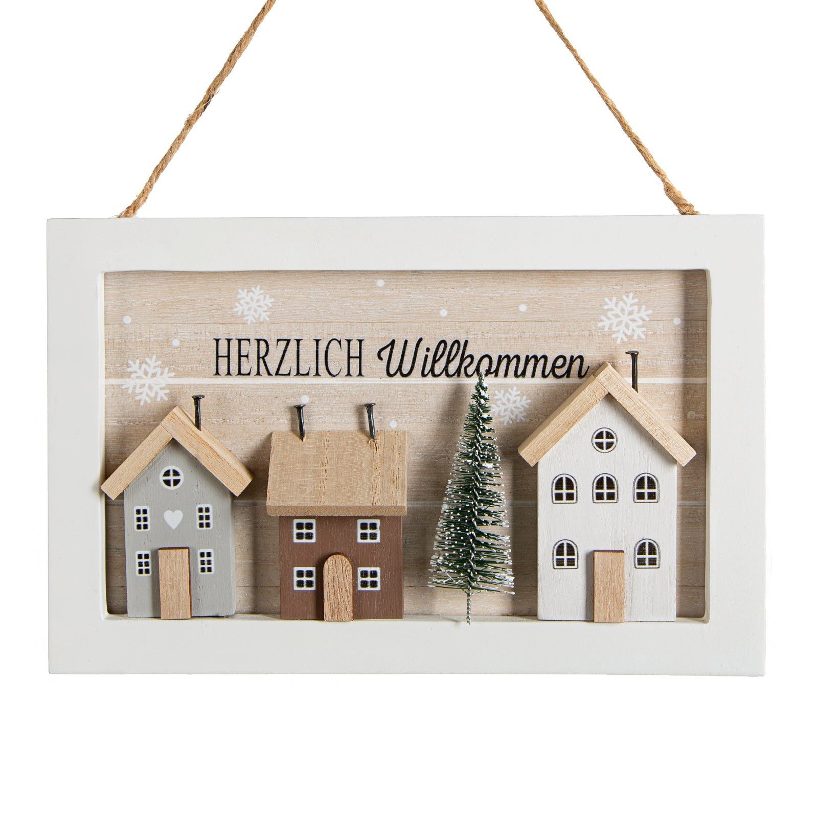 Logbuch-Verlag Dekofigur Herzlich Willkommen Türschild Weihnachten aus Holz 23,5 cm