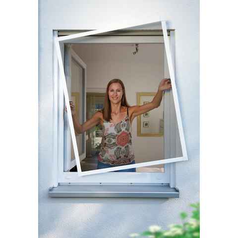 SCHELLENBERG Insektenschutz-Fensterrahmen Fliegengitter Fenster Premium, mit Rahmen aus Aluminium, 140 x 150 cm, weiß, 70042