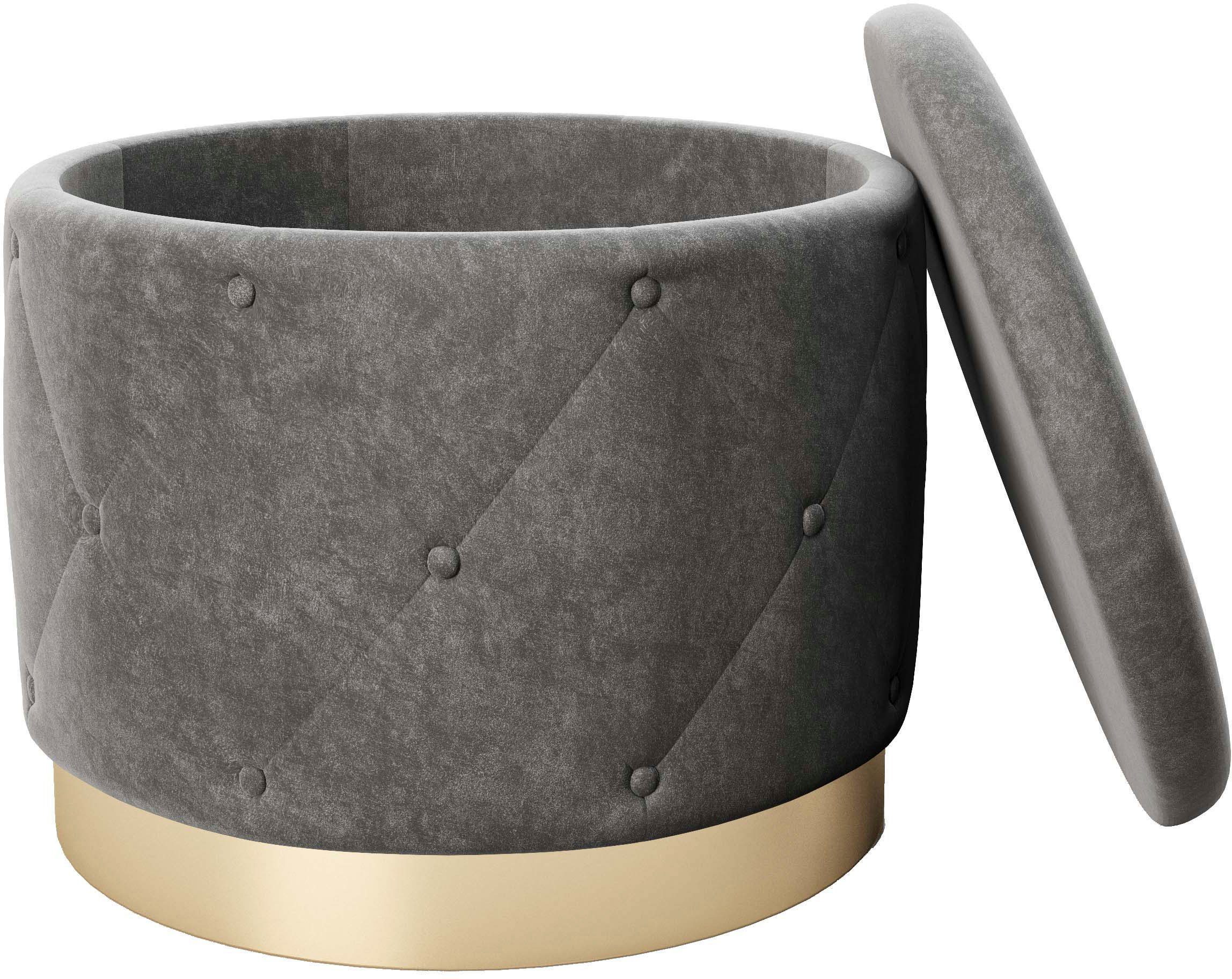 PLAYBOY Pouf LIZ, Abnehmbarer Deckel, innen Stauraum für Decken, Kissen und Sonstiges