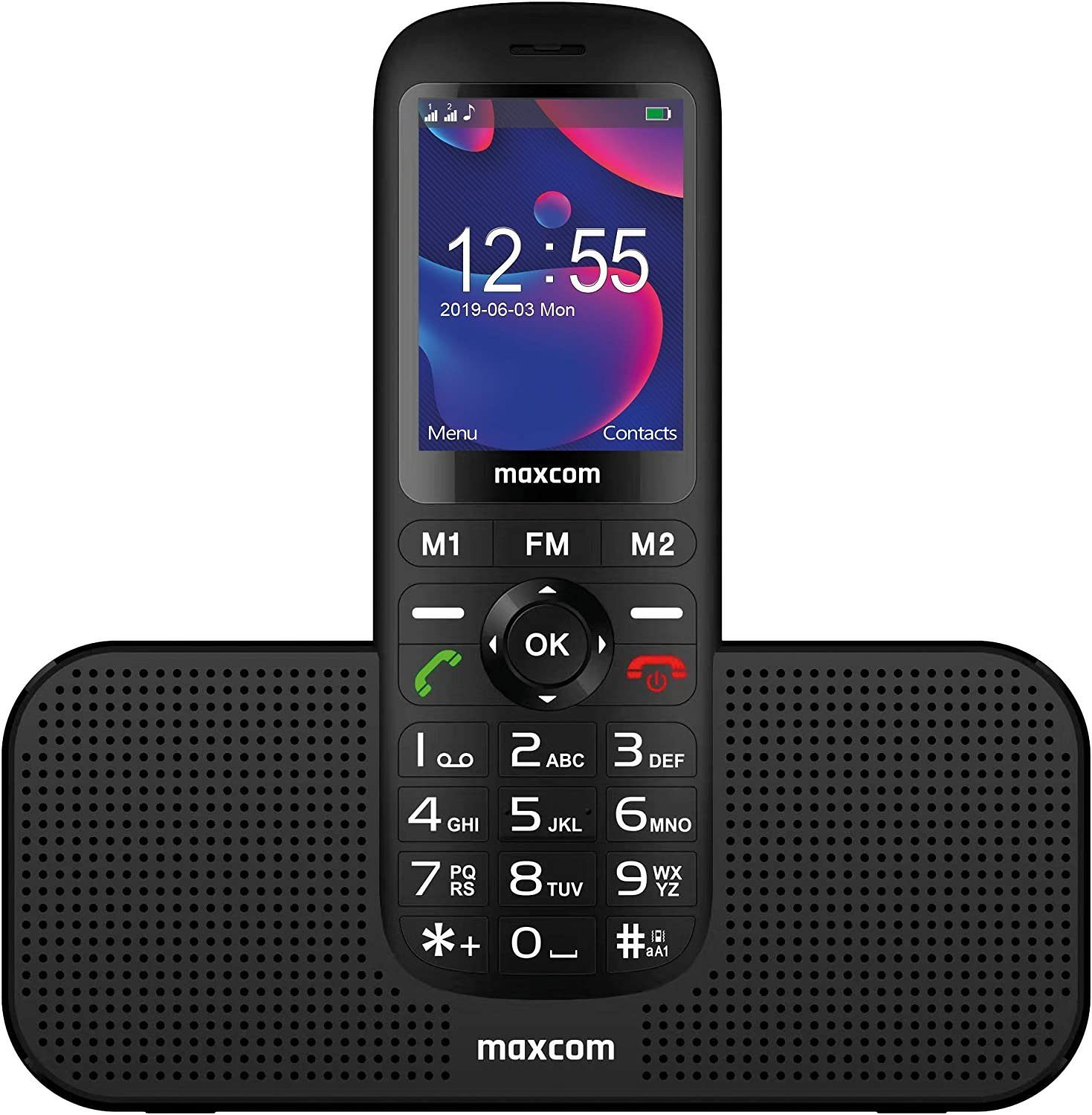 mit 1200 Display Maxcom GSM Lautsprecher Telefon Seniorentelefon mAh 2,4\