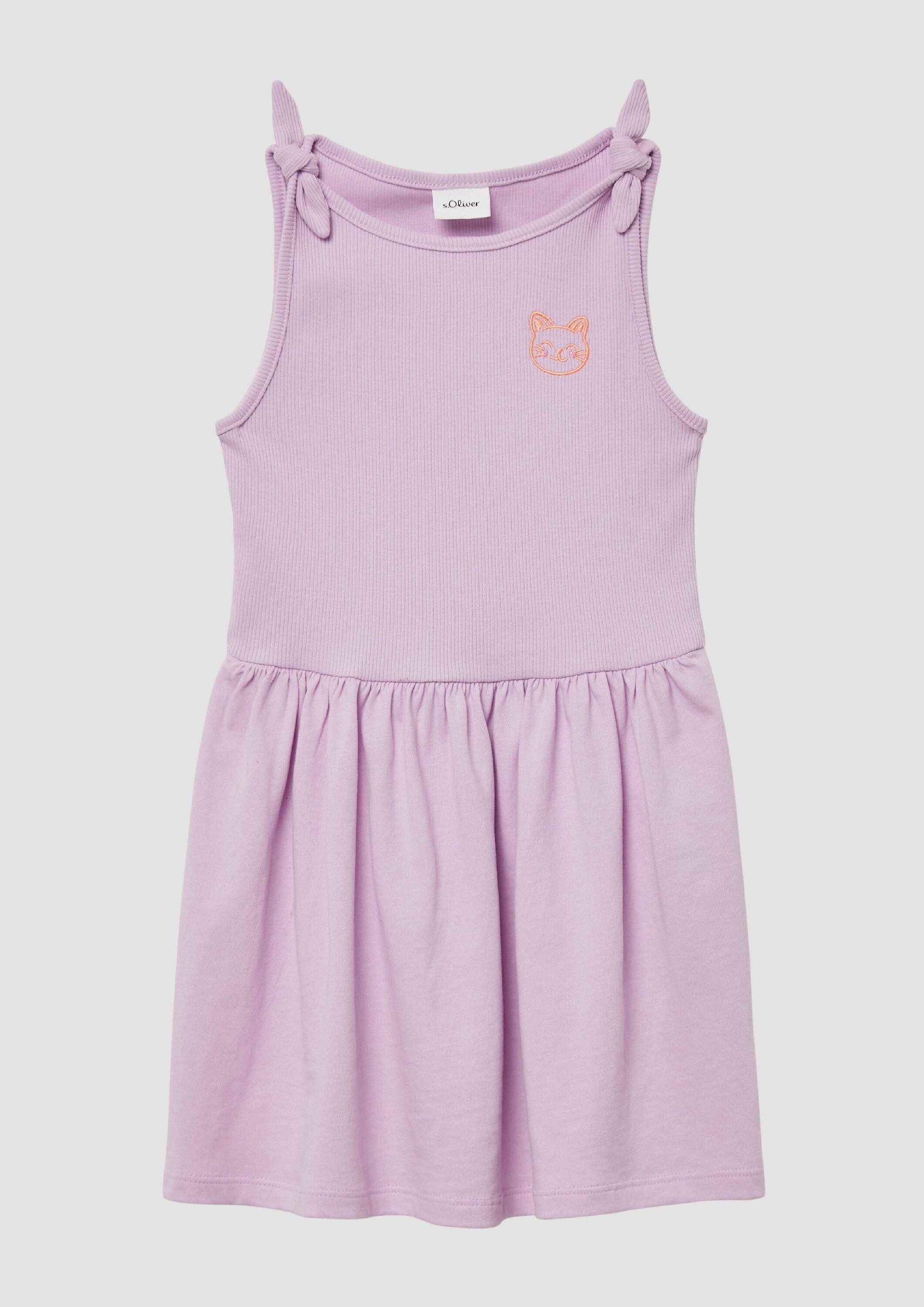 s.Oliver Minikleid Kleid Ausgestelltes Kleid mit Knotendetail und Stickerei