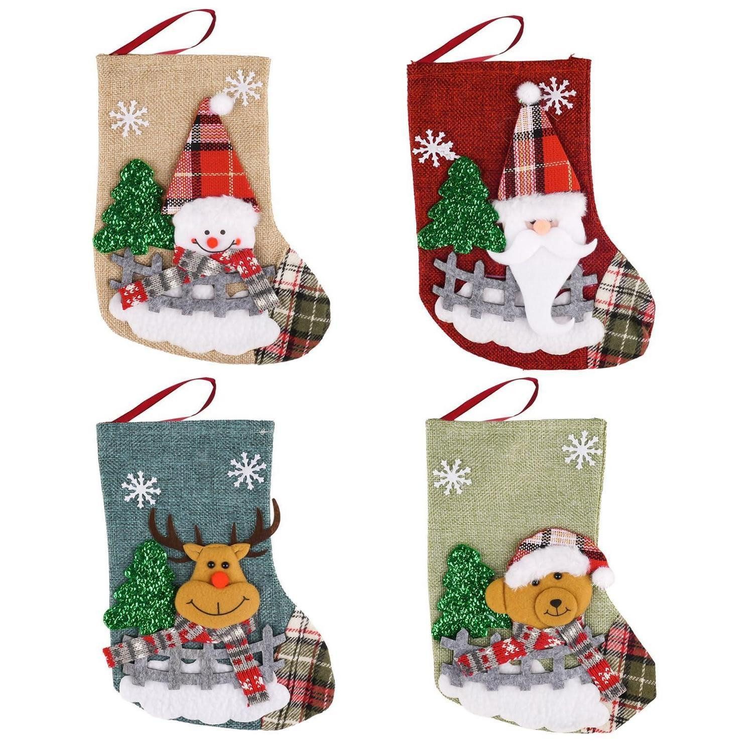 LuxusKollektion Nikolausstiefel Nikolausstrumpf Set 4 Stk. Christmas Motivmix (4 St)