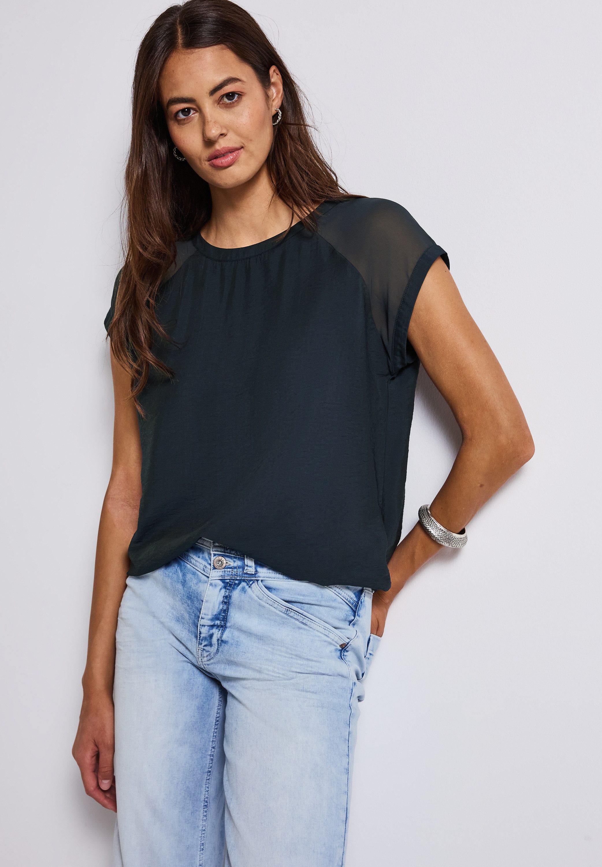 STREET ONE Blusentop mit Meshdetail günstig online kaufen