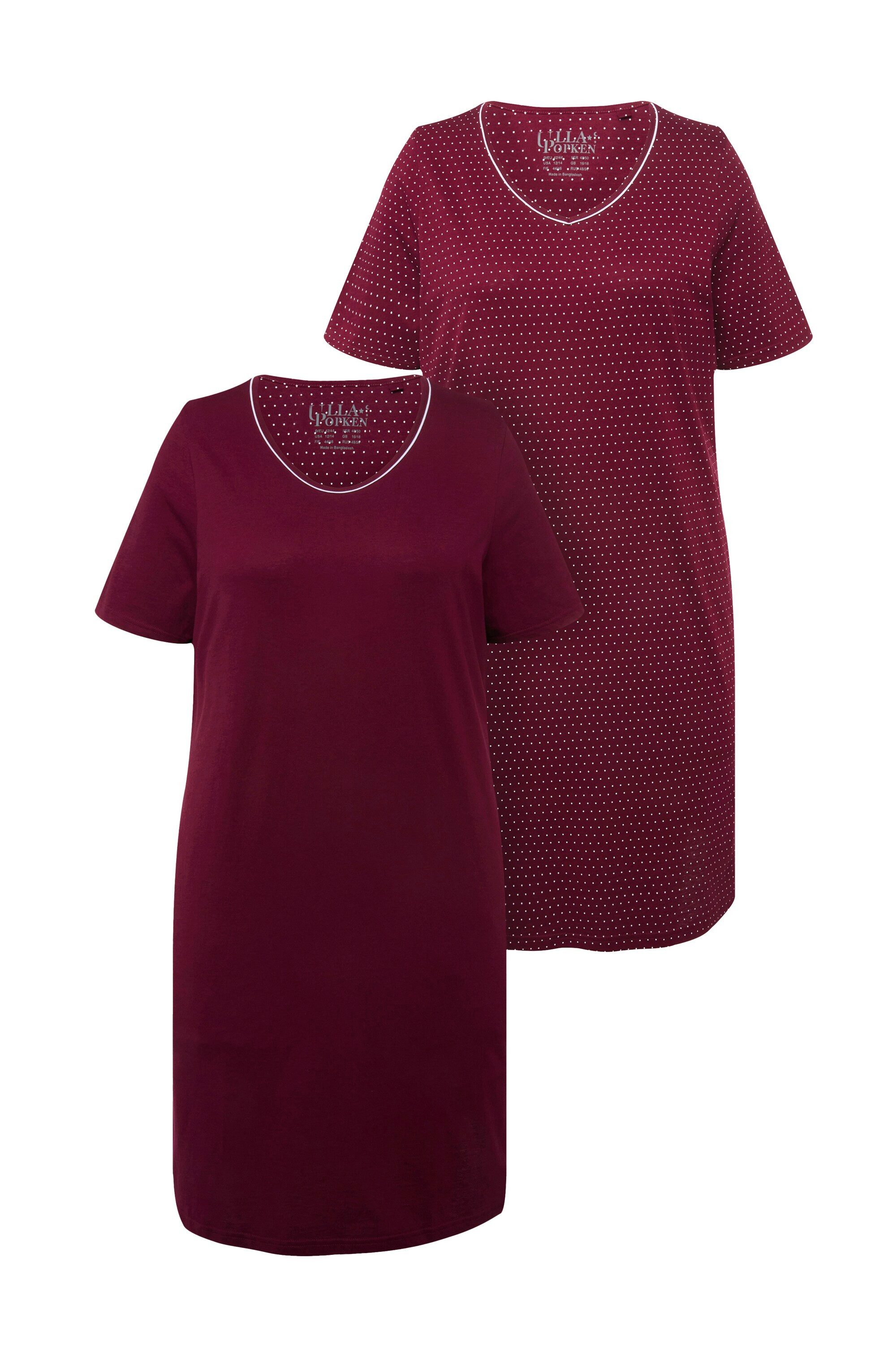 Ulla Popken Bigshirt Bigshirts 2er-Pack Rundhals/V-Ausschnitt Halbarm