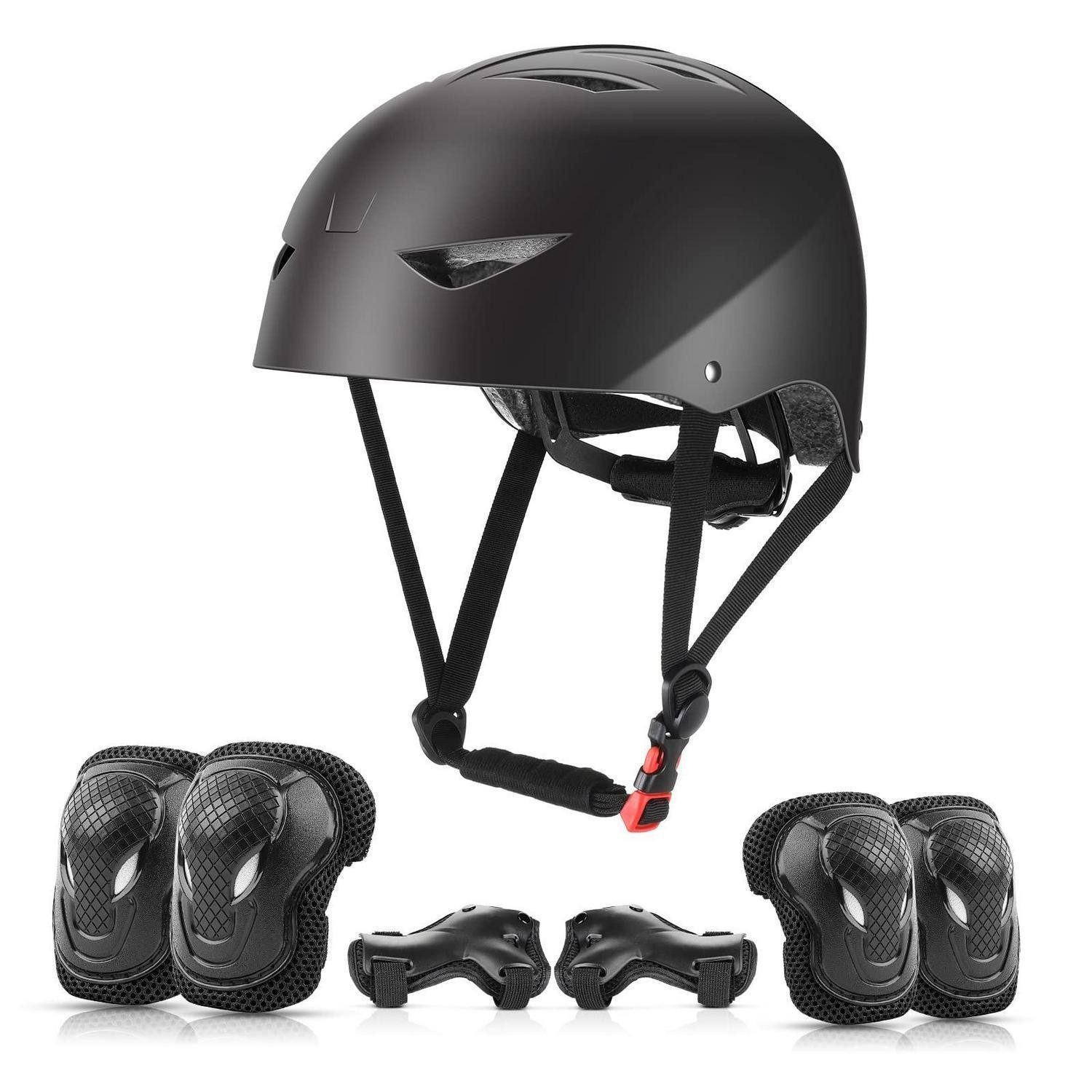LuxusKollektion Kinderhelm Kinder Skaterhelm Set Gr. 54-58cm Schwarz