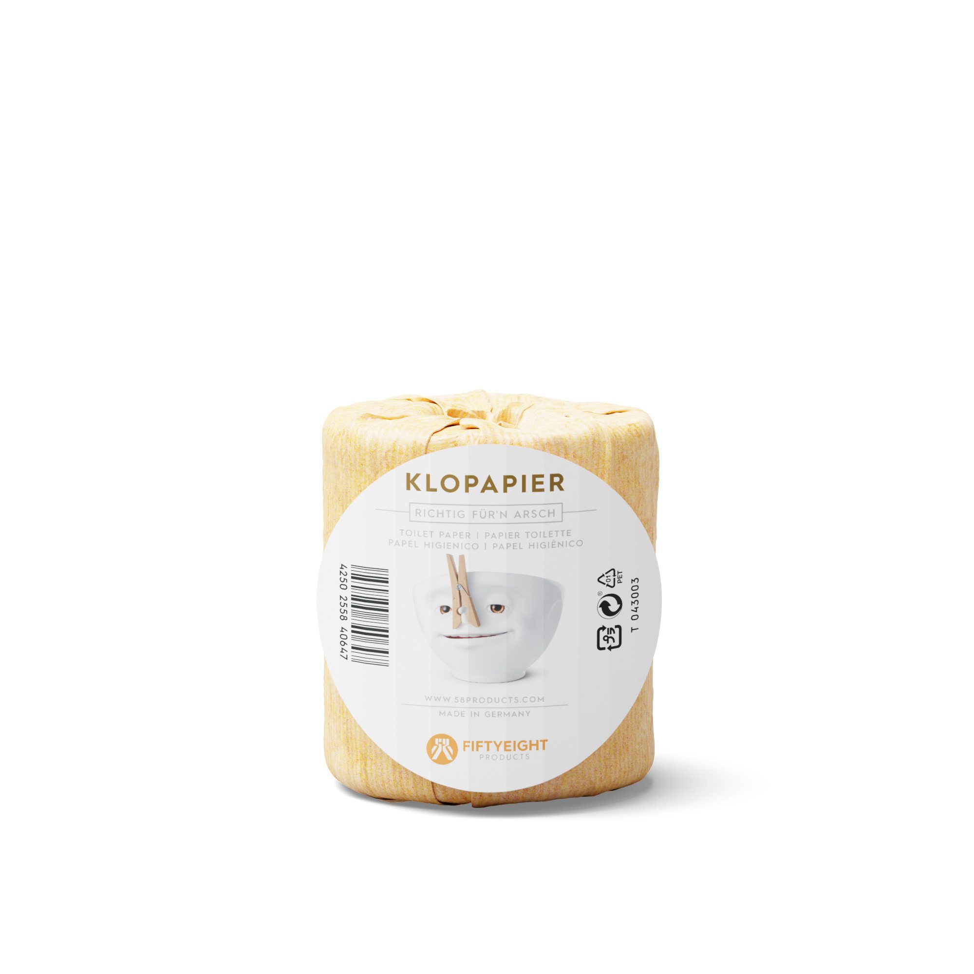 FIFTYEIGHT PRODUCTS Toilettenpapier FIFTYEIGHT Klopapier Richtig für'n Arsch, 3-lagig, 100 % Zellstoff