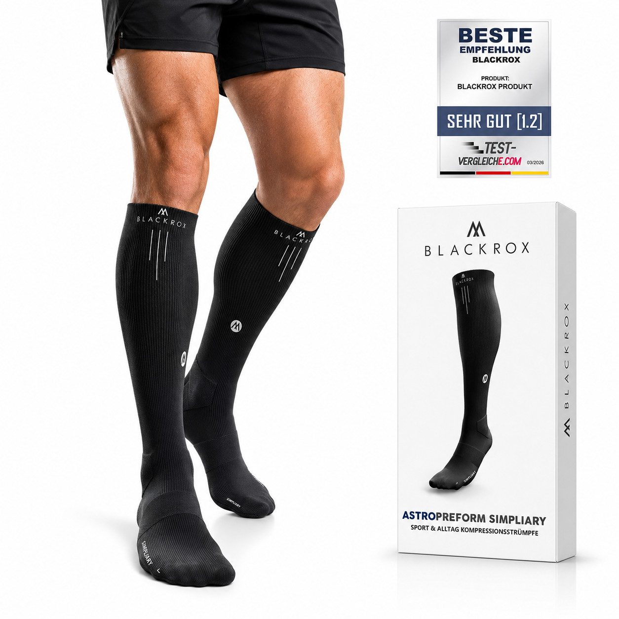 BLACKROX Kompressionsstrümpfe [Vergleichssieger 2026] S - XL, SIMPLIARY, Damen & Herren
