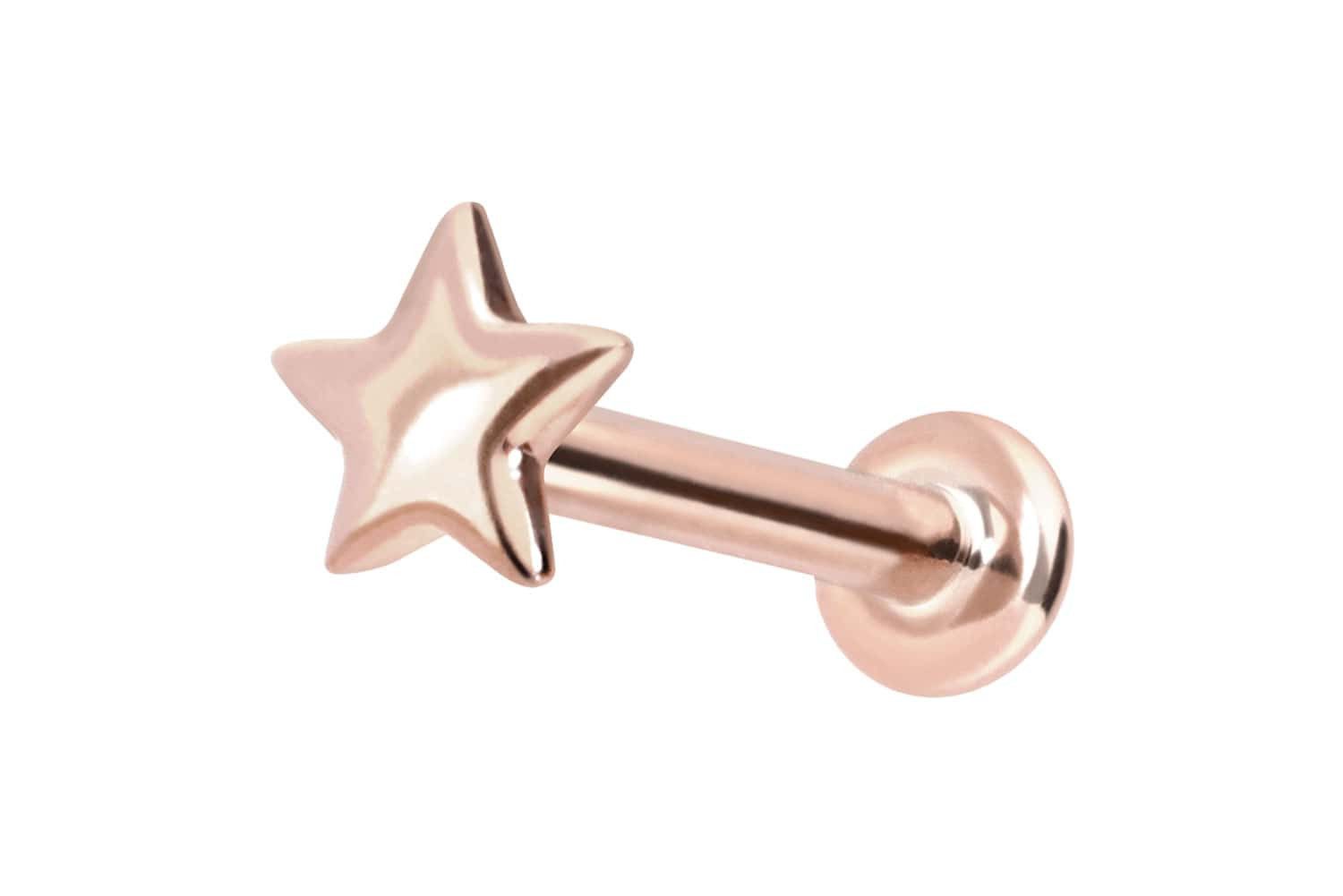 Piercing-Set 14 Karat Gold Labret mit Push Fit STERN