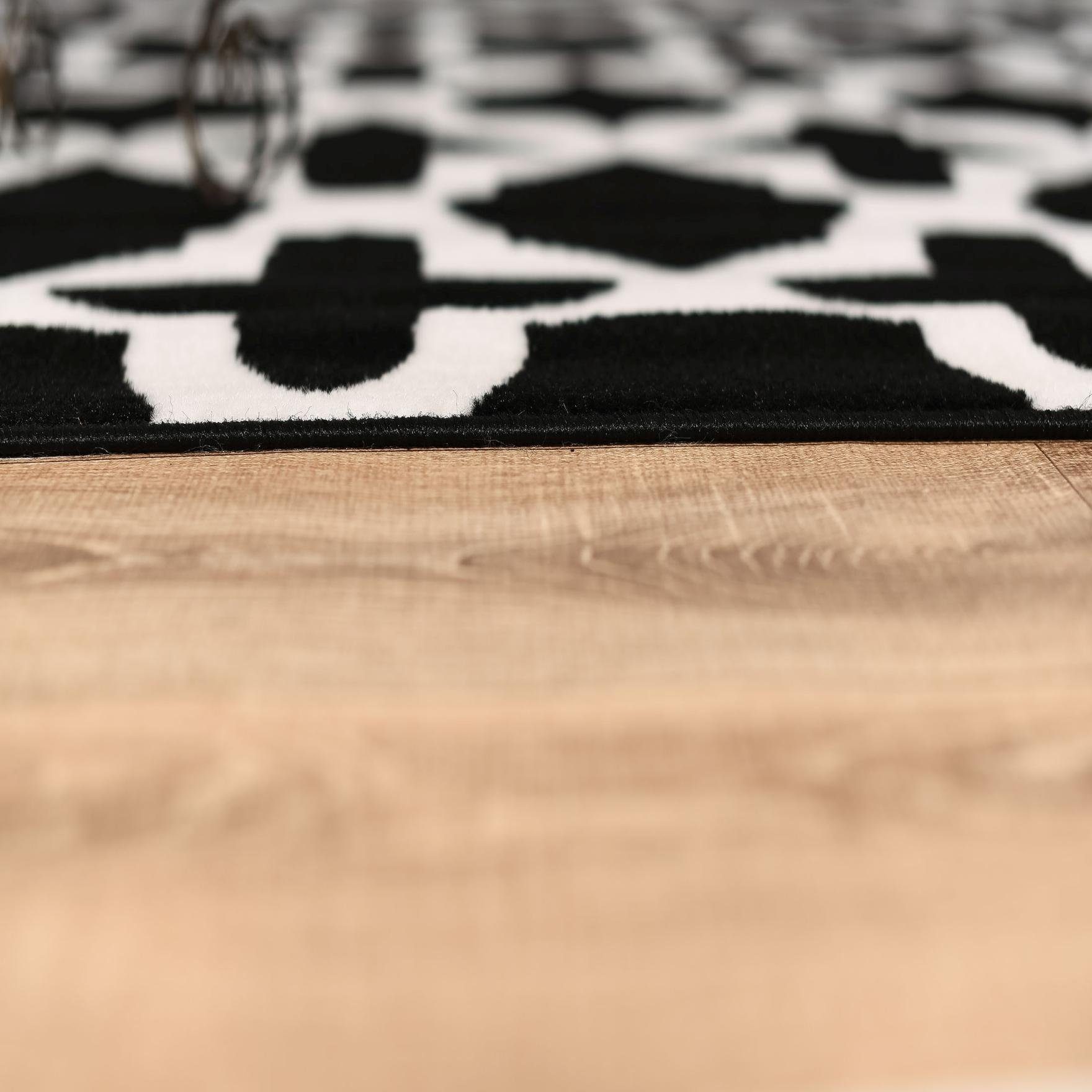 weiß Muster Kurzflor, schwarz 200 Geeignet Kurzflor 7 Teppich Fußbodenheizung, Modern Mazovia, Geometrische mm, für Designteppich x - 300 Höhe cm,
