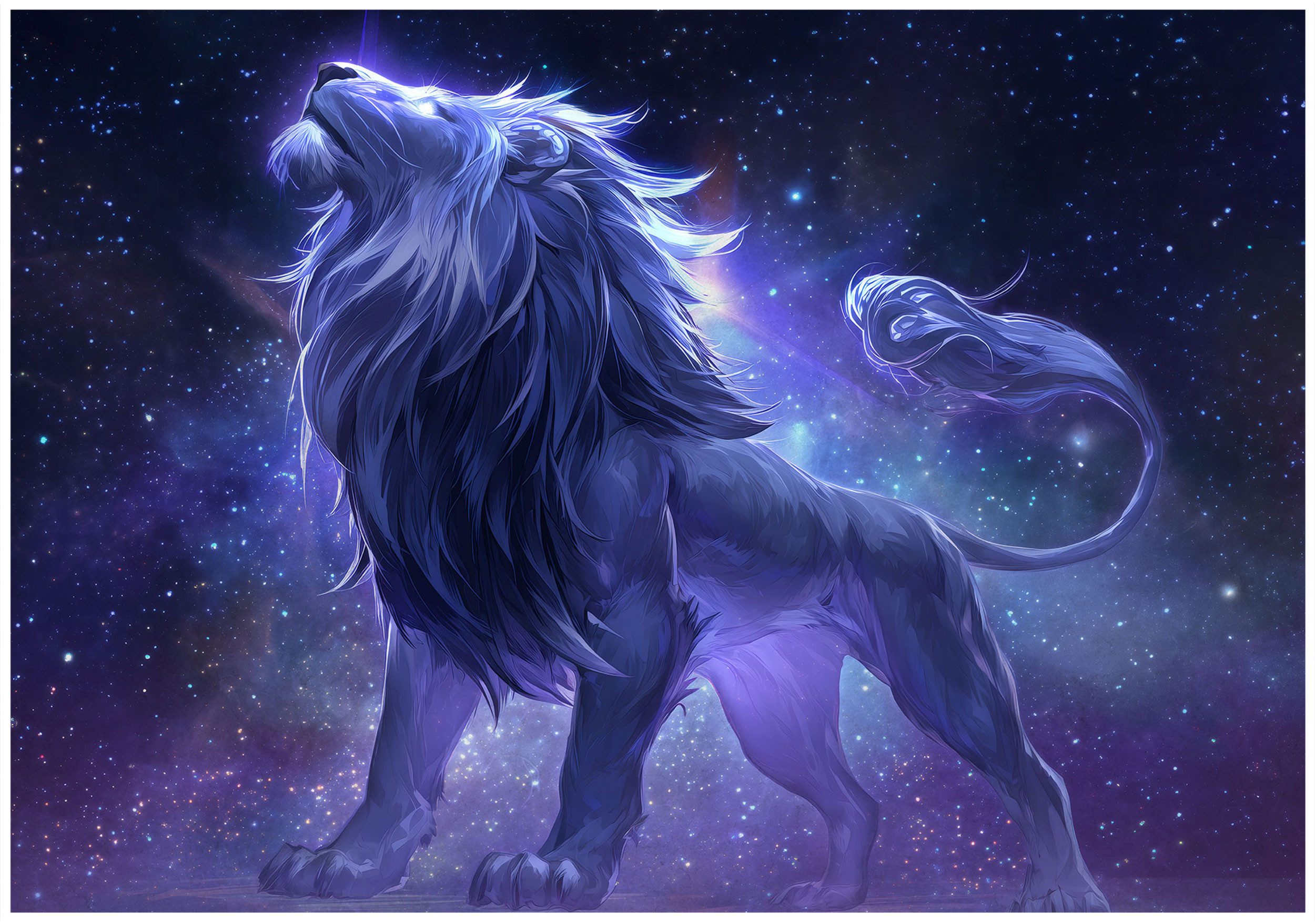 Wallarena Fototapete Kinderzimmer Leo Blau Astrologie Sterne Kinder Vlies Tapete Wandtapete, Glatt Vlies Washable, Leo, Astrologie, Blau, Tierkreis, Sterne, Himmel, Nacht, (Packung, 2 St., Vlies Fototapete), Vliestapete Bunt Blau Kinderzimmer Tapete + Kleister Motivtapete