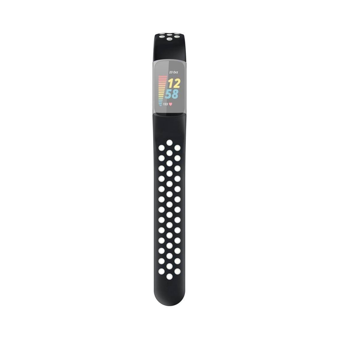 Hama Smartwatch-Armband Sportarmband atmungsaktives Fitbit schwarz für 5, Charge Uhrenarmband