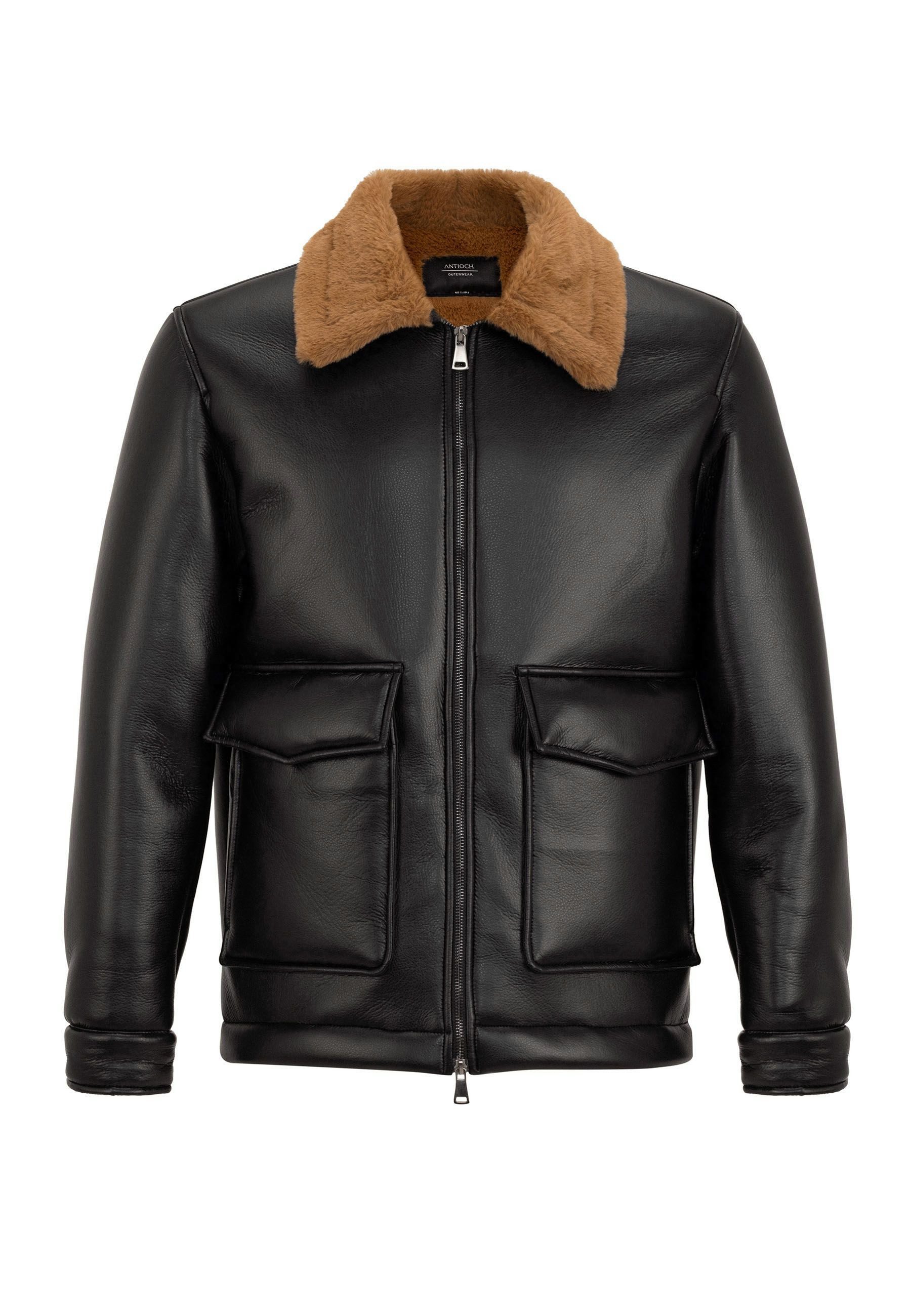 Winterjacke Faux Leather Kent Collar Coat