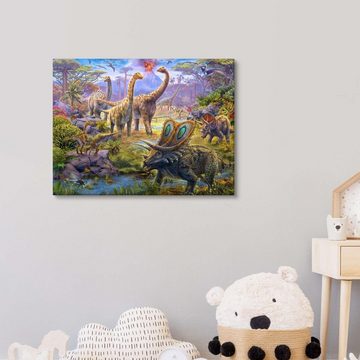 Posterlounge Leinwandbild Jan Patrik Krasny, Im Leben des Dinosauriers, Kinderzimmer Kindermotive