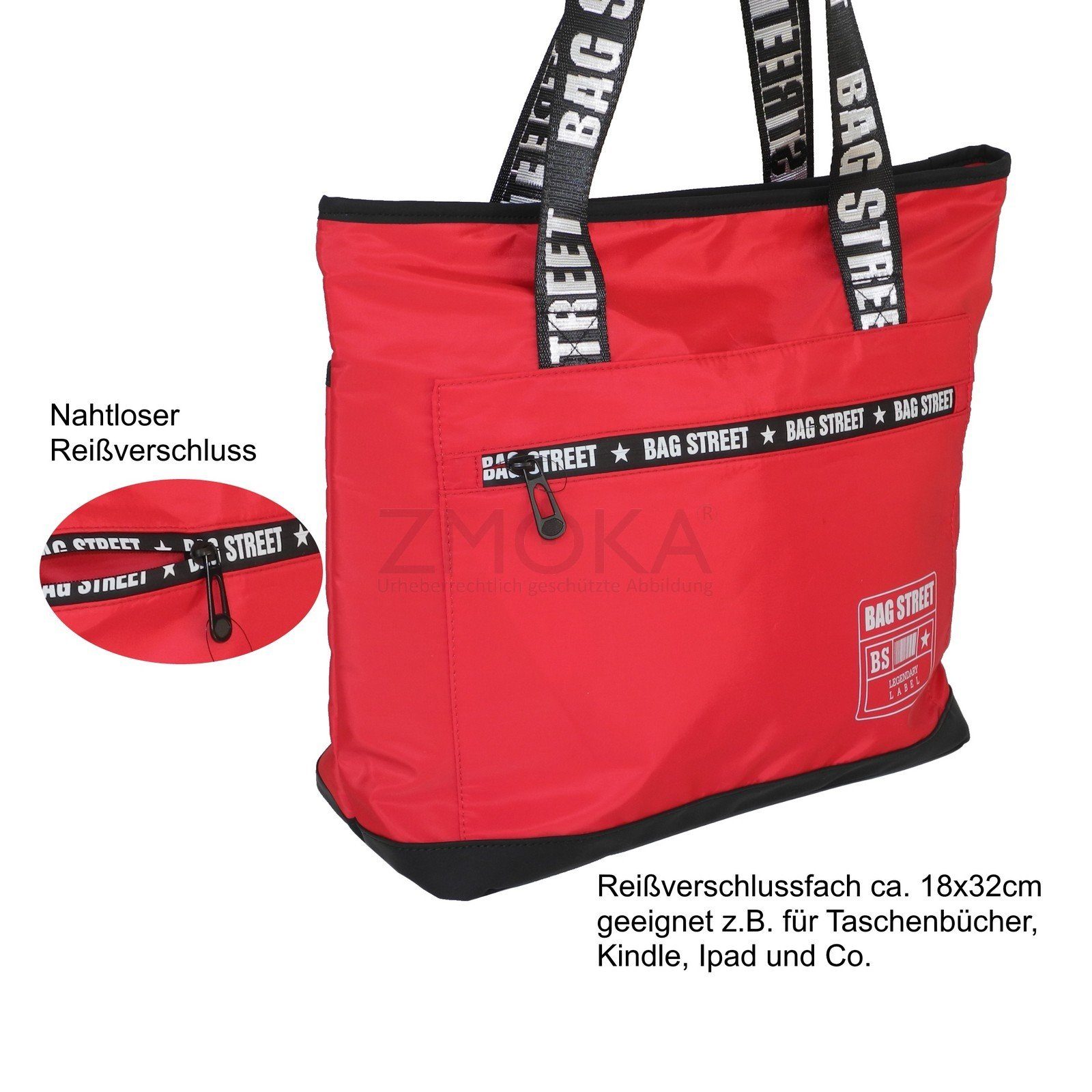 BAG STREET Bag Street leichter Damen Shopper Rot - Handtasche Schultertasche Handtasche Auswahl
