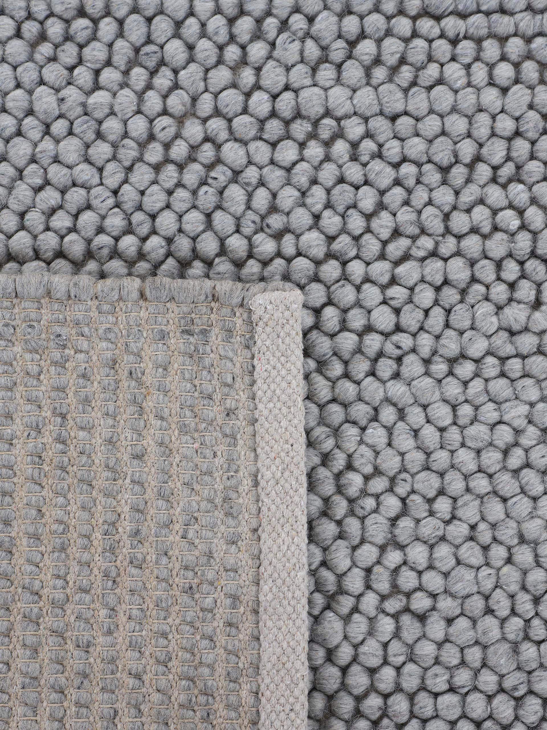 Teppich Calo, carpetfine, rechteckig, meliert, Handweb mm, 70% handgewebt, Farben, Uni 16 Wolle Teppich, Höhe: grau
