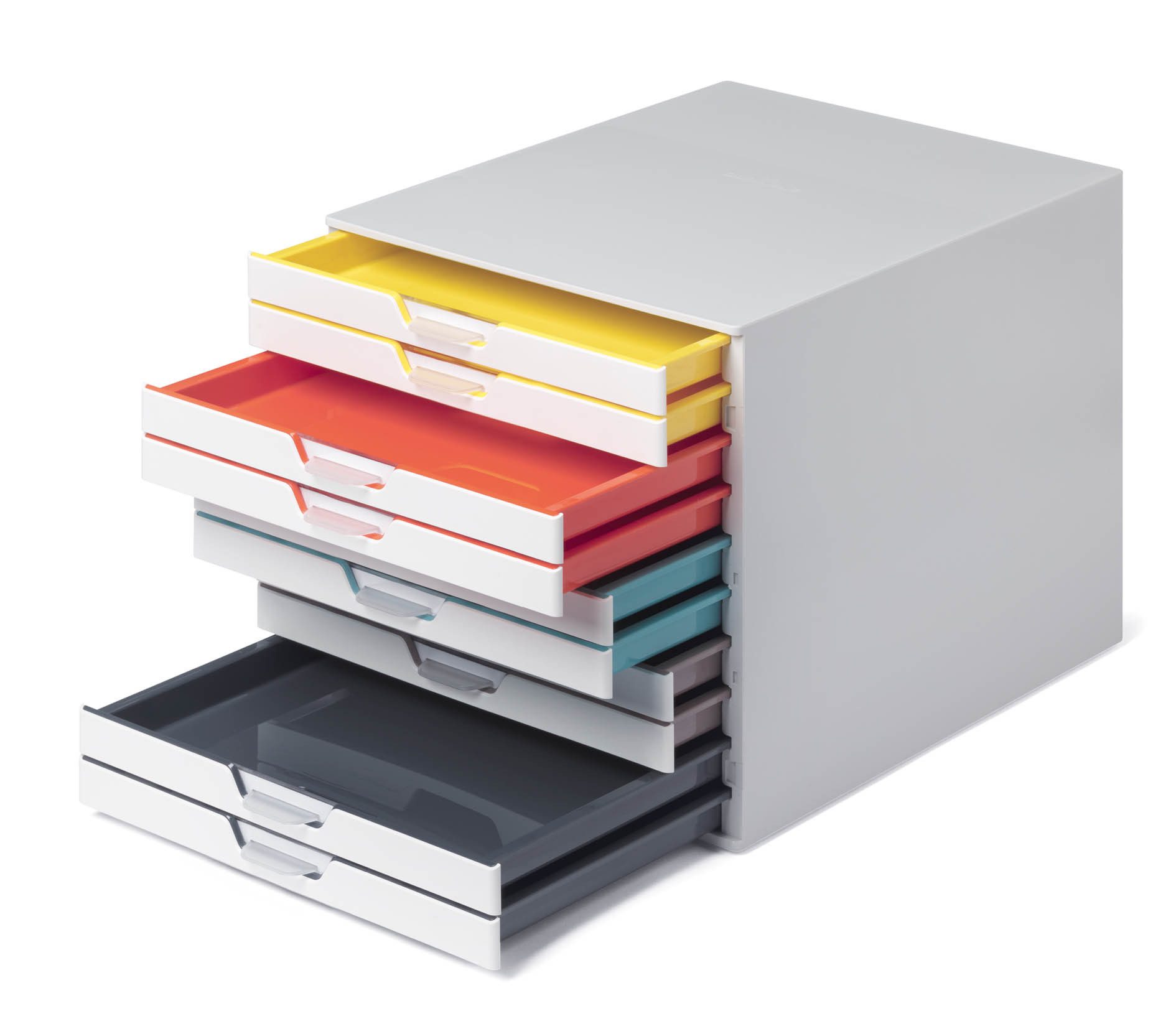 DURABLE Schubladenbox VARICOLOR, Durable 763027 Schubladenbox A4 (Varicolor Mix) 10 Fächer, mit Etikett