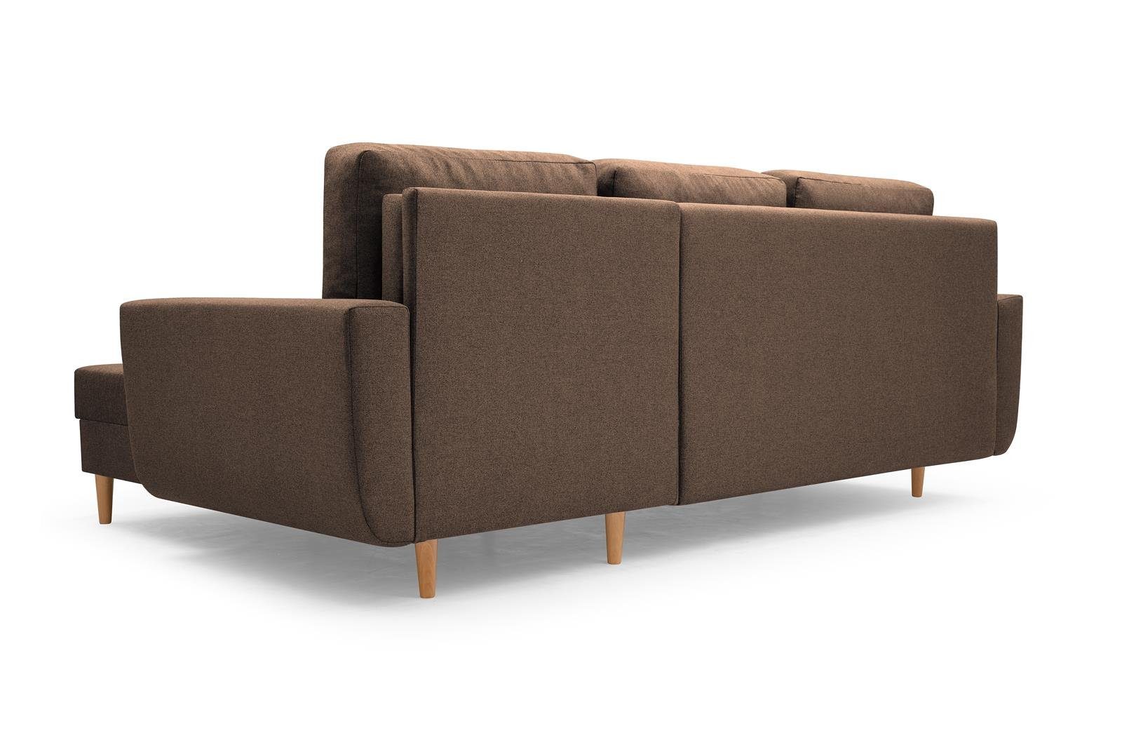 Beautysofa Polsterecke Couch Sofa universelle mane Schlaffunktion, mit Ecksofa mit (malmo 28) Braun new ONLY