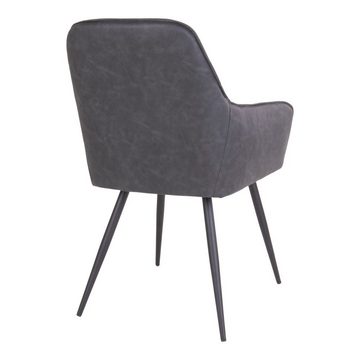 House Nordic Esszimmerstuhl Harbo Dining Chair – Esszimmerstuhl aus PU, dunkelgrau mit schwarze...