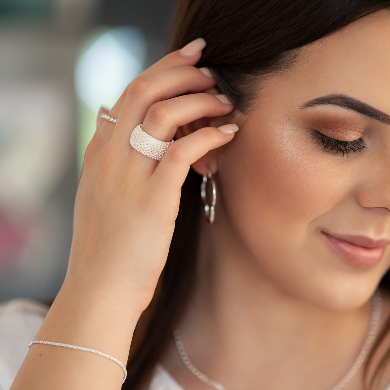SILBERMOOS Silberring XL Bandring "Punkt für Punkt", 925 Sterling Silber