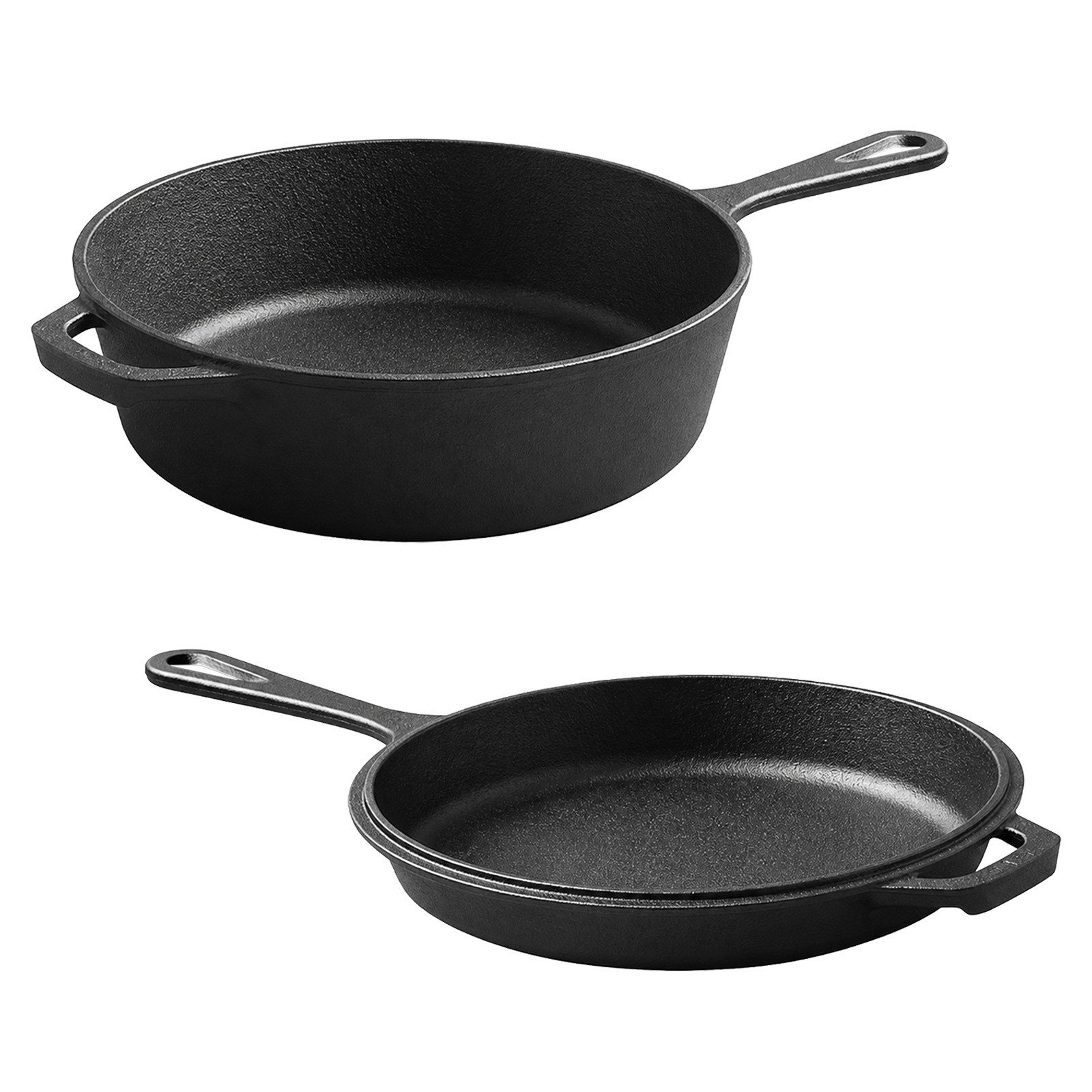 Youyijia Bratpfanne Gusseisen Kombikocher 2-in-1, Dutch Oven Mit Pfannen Deckel