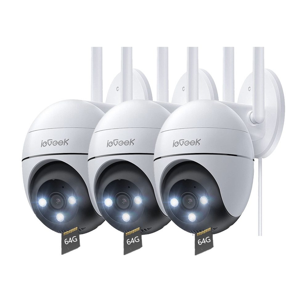 Überwachungskamera 3 Stück PTZ Überwachungskamera Aussen WLAN Dome IP Kamera Outdoor