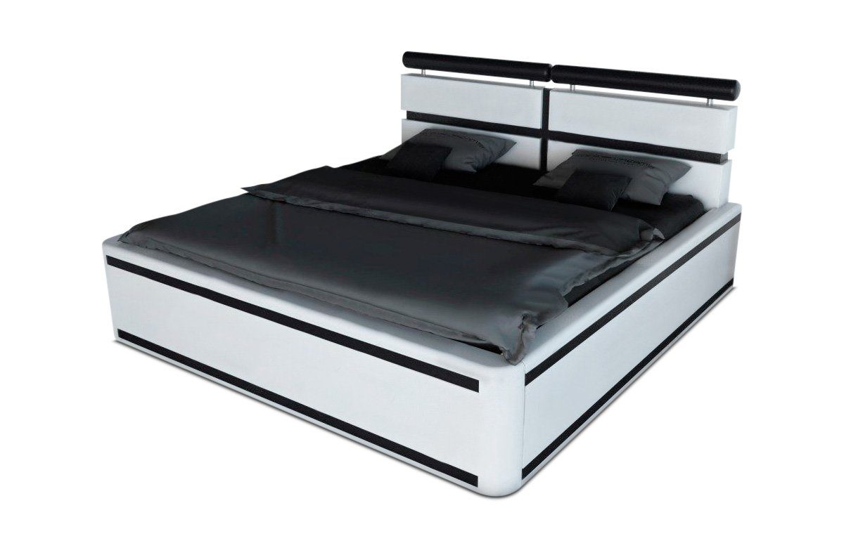Sofa Dreams Boxspringbett Venedig Bett Kunstleder Premium Komplettbett mit LED Beleuchtung, mit Topper, mit Matratze, mit LED Beleuchtung im Kopfteil