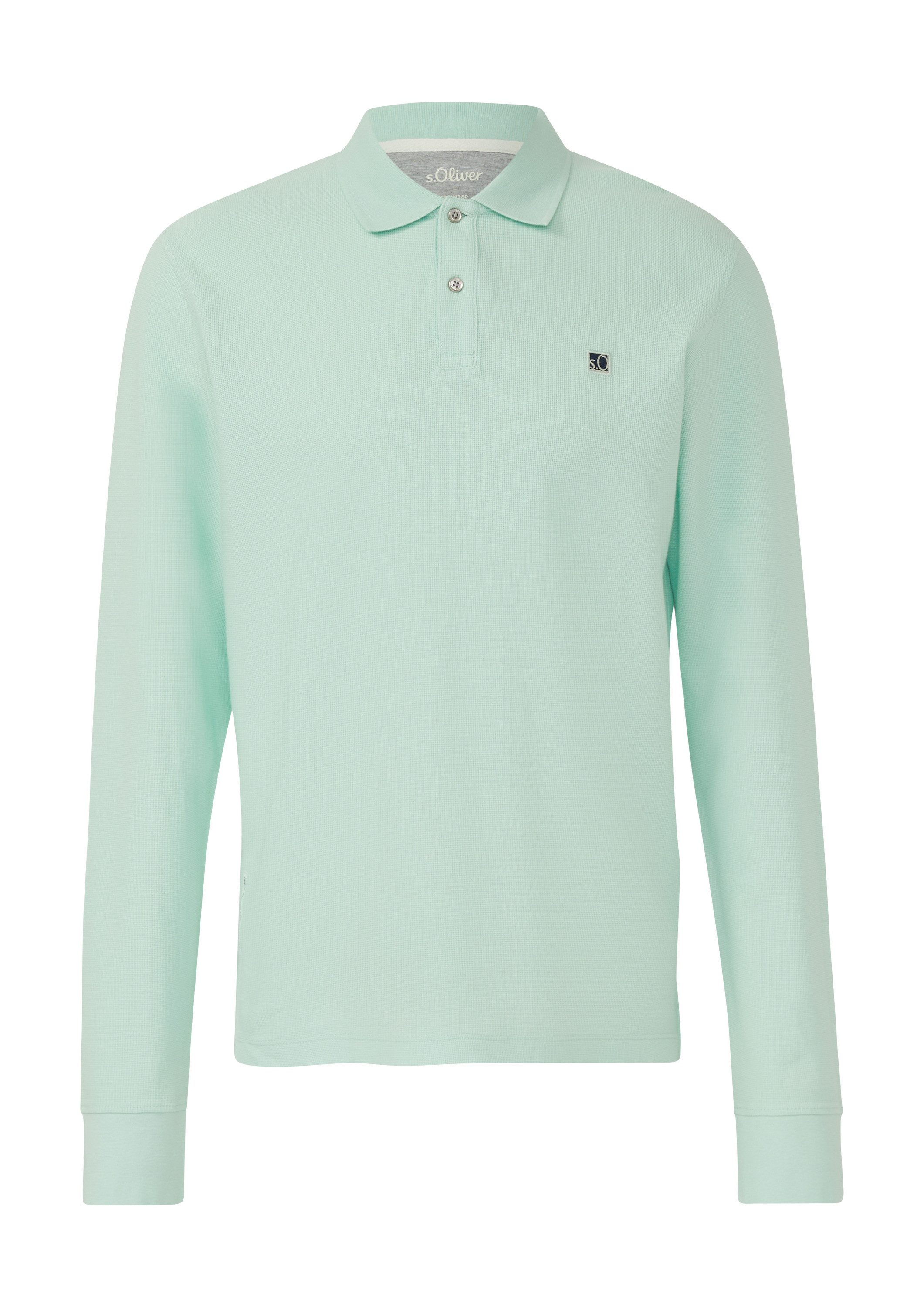 s.Oliver Langarmshirt Polo-Shirt Langarm-Poloshirt mit Waffelstruktur und L günstig online kaufen