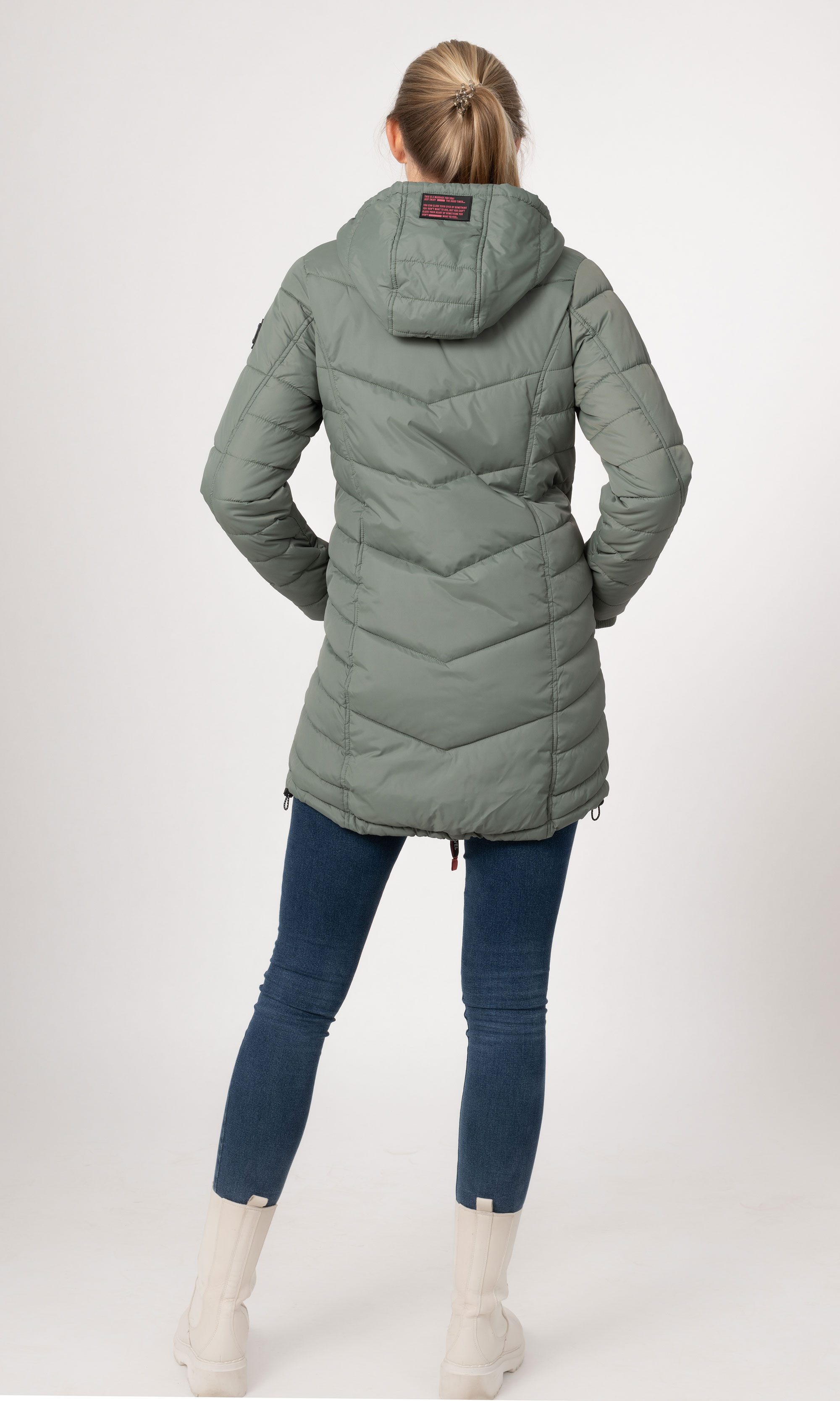 SUBLEVEL Steppjacke Damen Mantel mit Kapuze lange Winter Jacke Parka Stehkragen, Kapuze, flauschig, kuschelig, warm, Outdoor, Mantel – Bild 4 von 5
