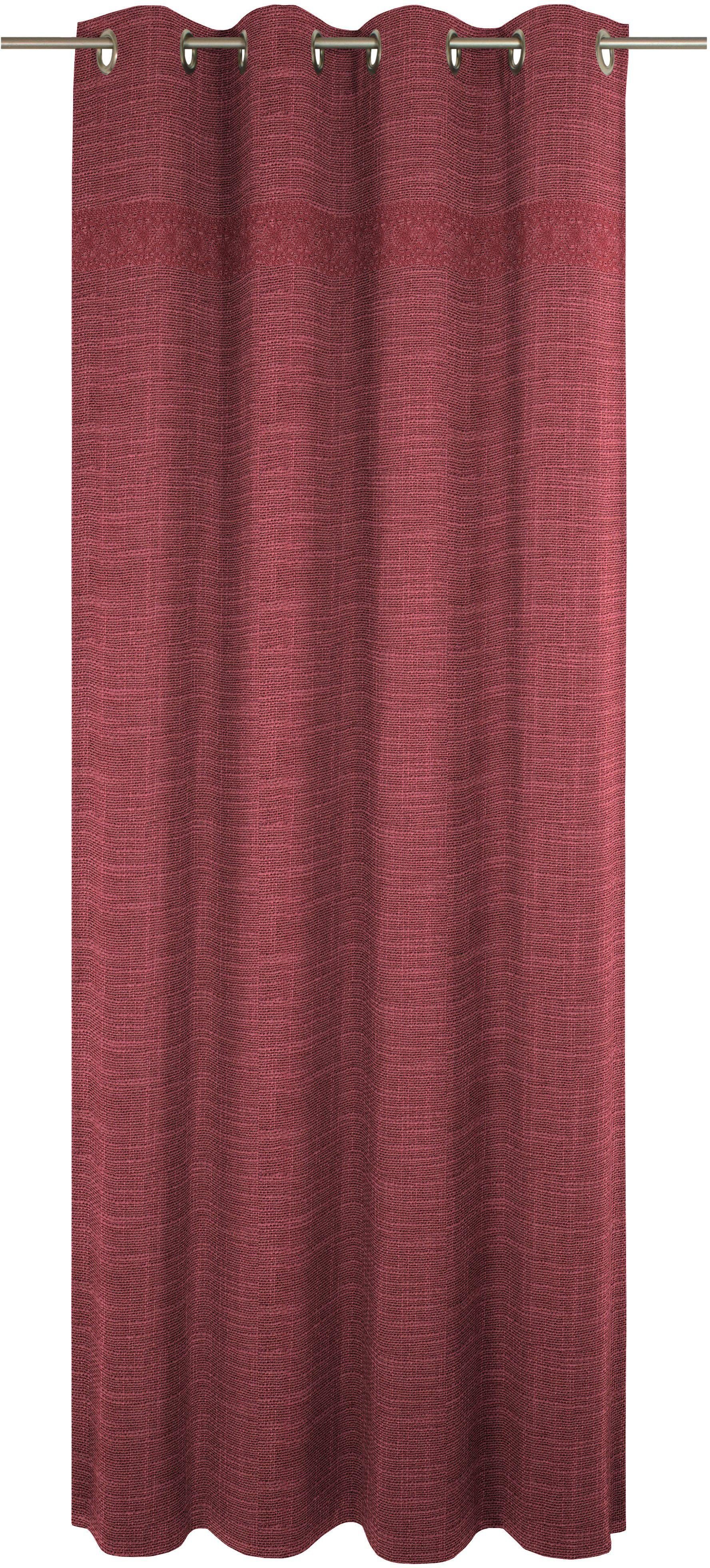 Vorhang Wiessee, Wirth, Ösen (1 St), blickdicht, Jacquard rosa | Fertiggardinen