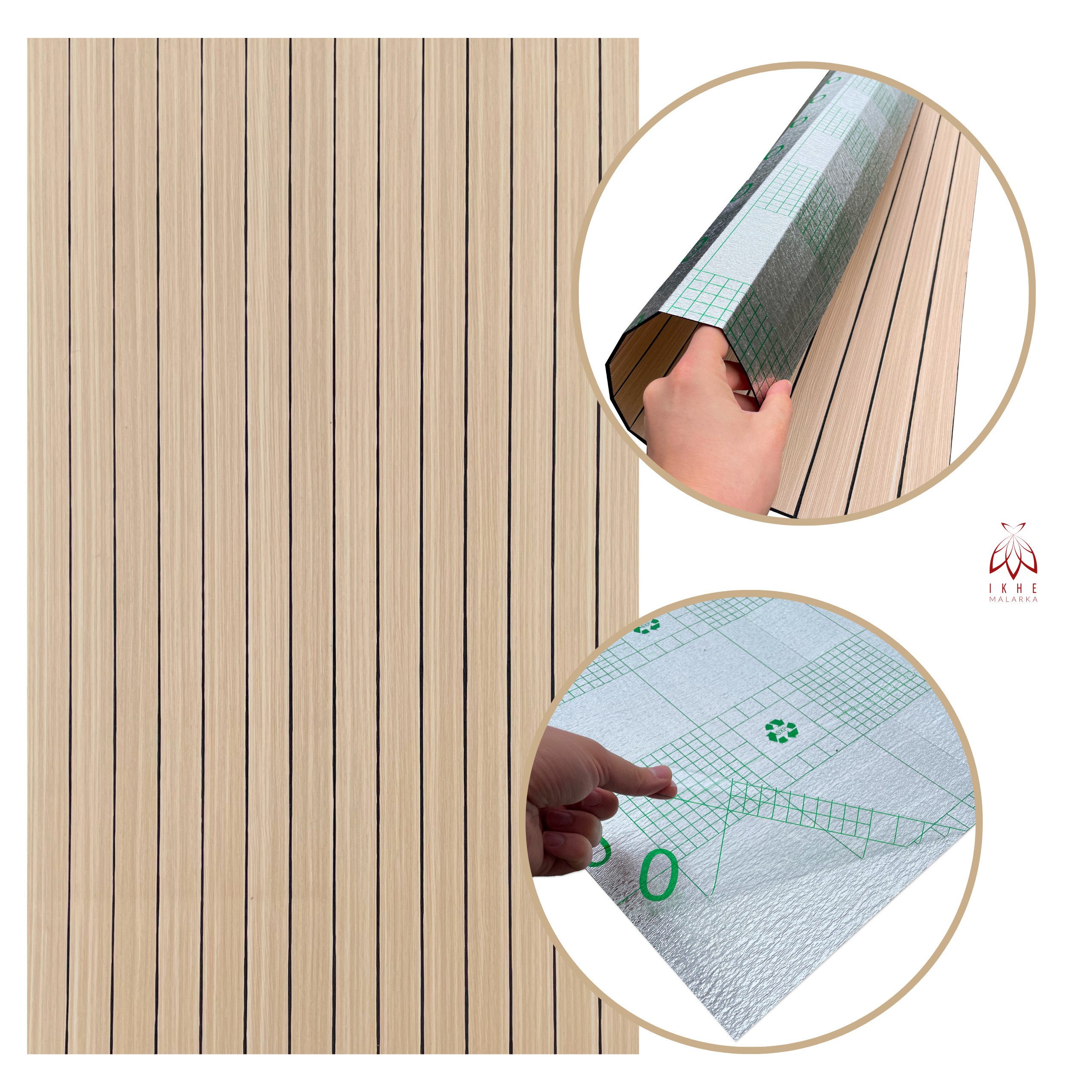 IKHEMalarka Wandpaneel Lamellen Selbstklebend 100x60 cm – PVC + PE-Schaum, 2,8 mm, Betonoptik, BxL: 60x100 cm, 0,6 qm, (1 Paneel = 100 × 60 cm (0,60qm) Tapete Marmor Struktur
