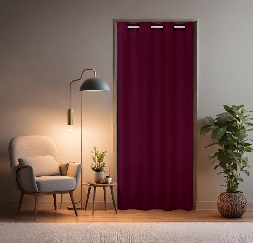 Türgardine cm Klemmstange mit Bohren, verdunkelnd, mit Türvorhang Ösen, 70-120 Bordeaux bordeaux Tür Raumtrenner Thermo Polyester, rot Berry, blickdicht, weiß Vorhang tinycurtains, (Berry) Vorhang ohne Stange