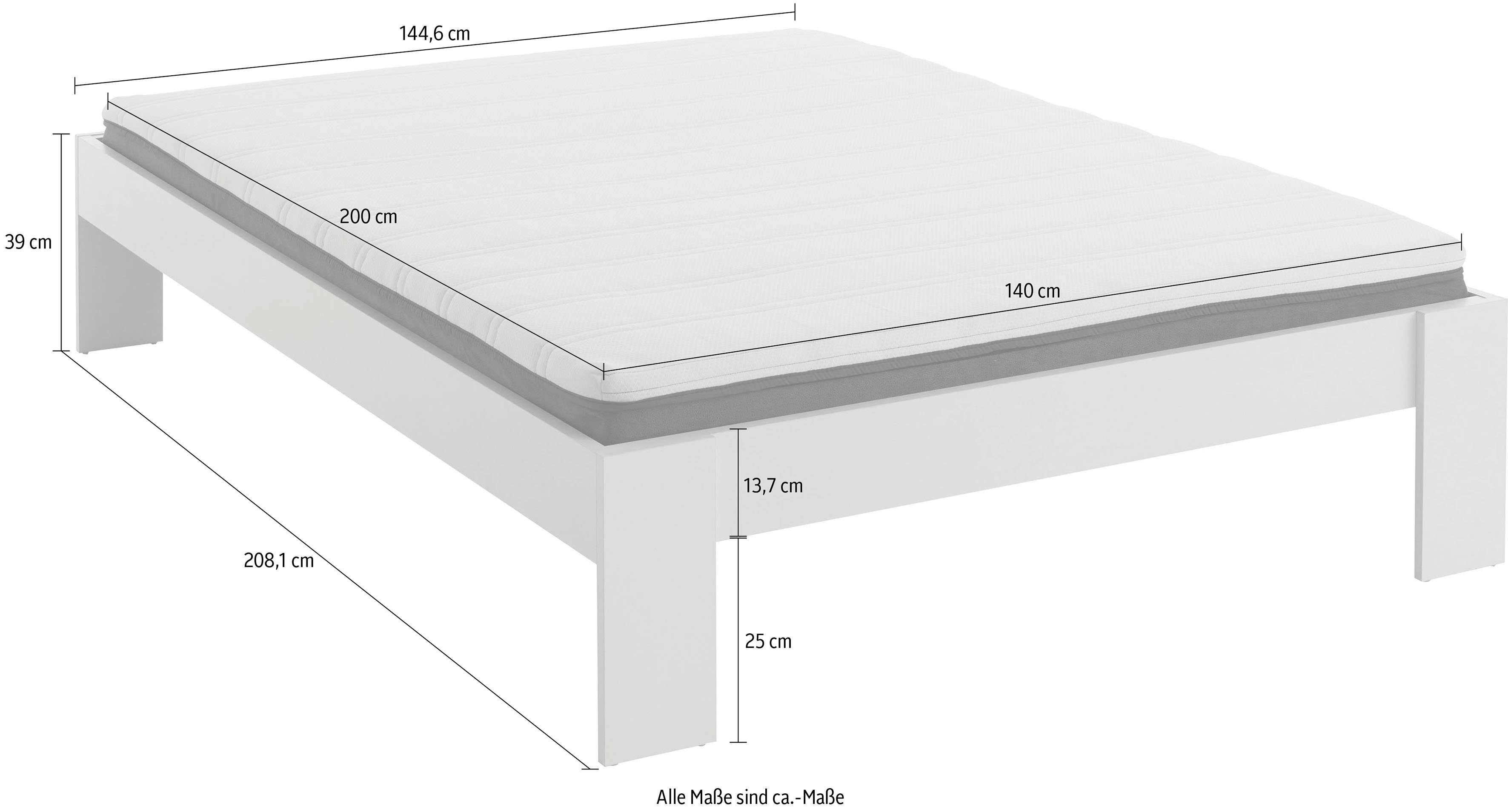 200 cm, Relita 140 frei x stellbar Futonbett LF Lian, Raum im